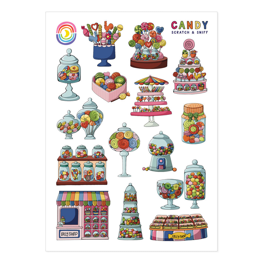  Ye Ol' Lolly Shoppe Candy Scratch and Sniff Sticker Sheet、mySite、ghnorth
