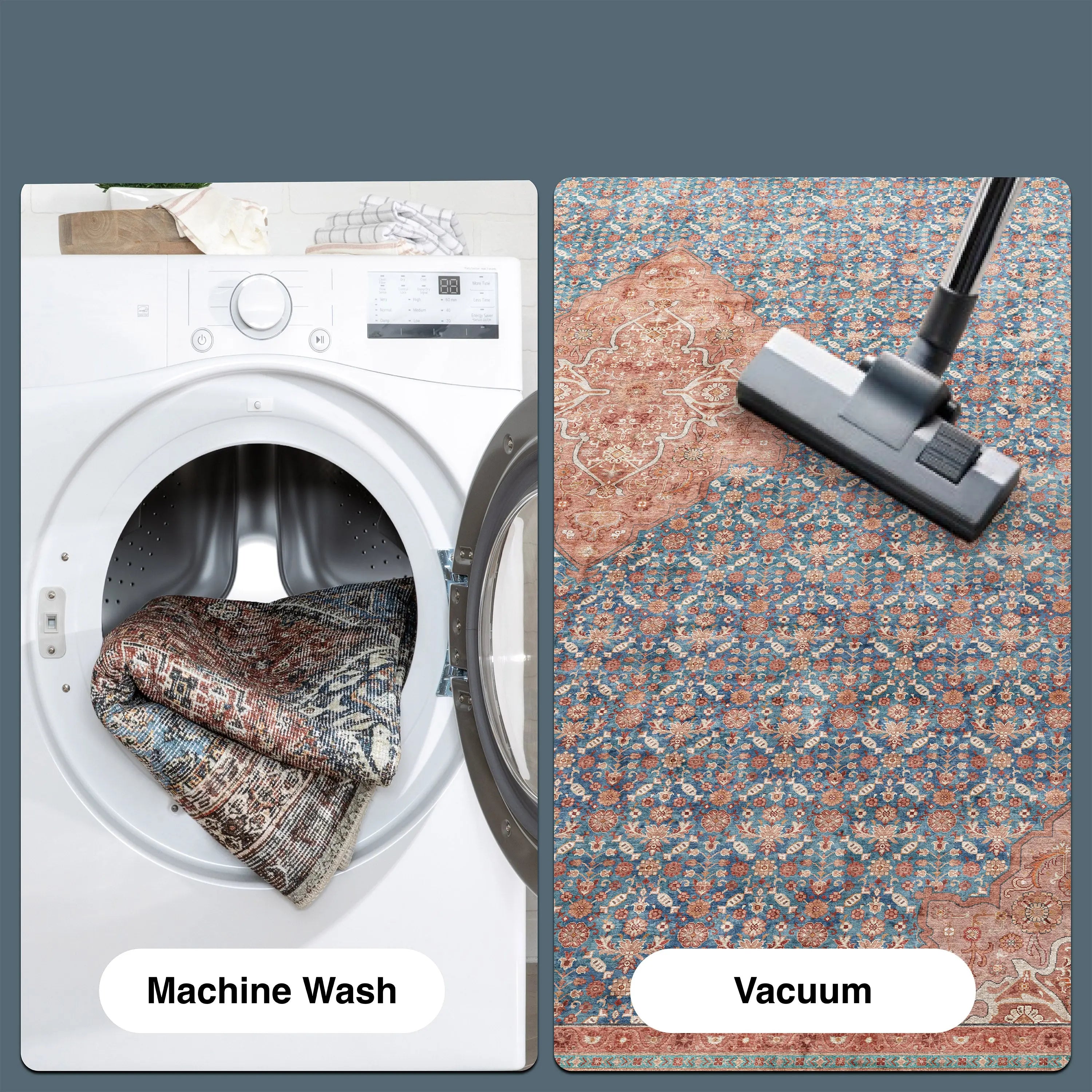 Asha 2-in-1 Lilith Vintage Oriental Kilim Rug + Rug Pad Included、mySite、gigharbornorthrealestate