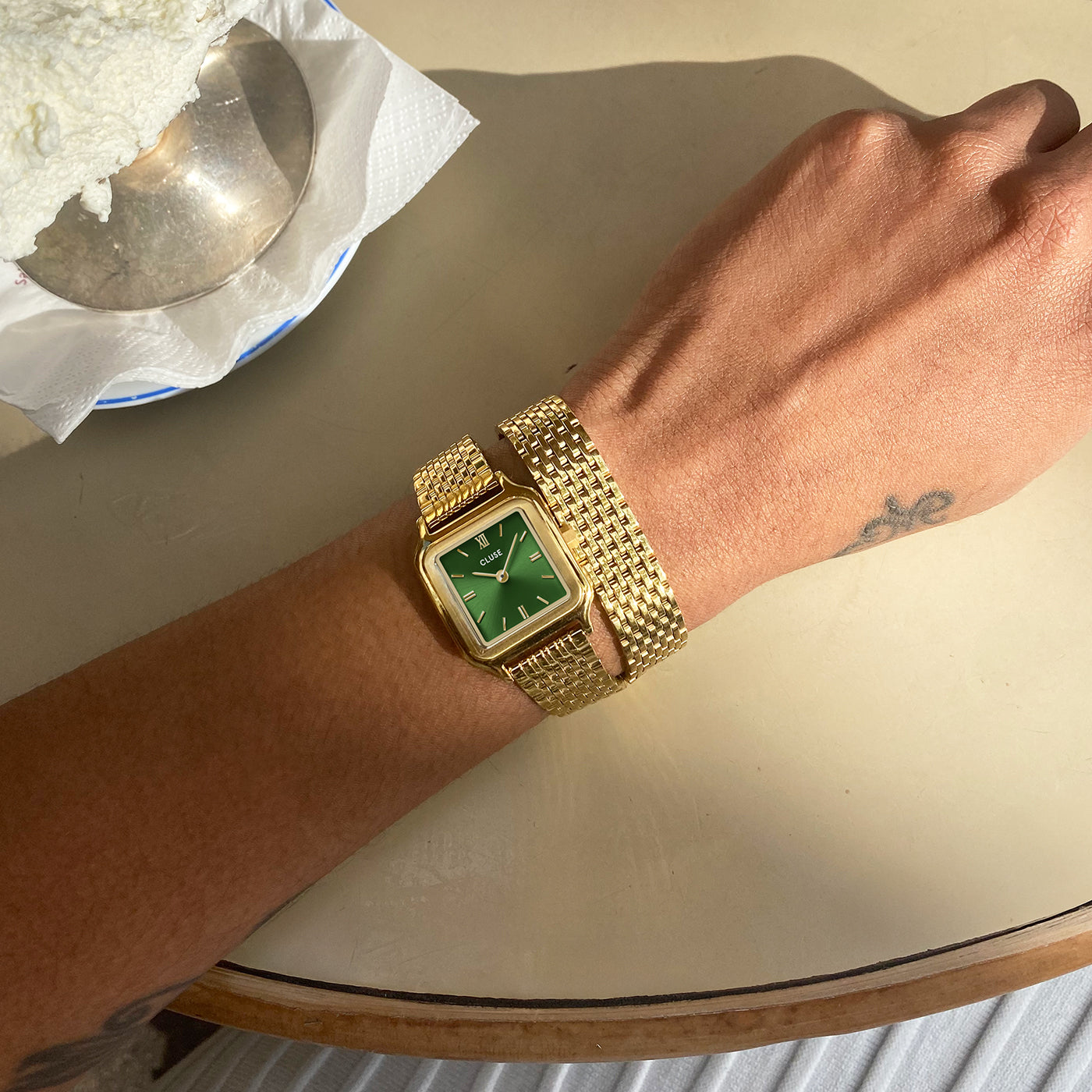 Gracieuse Petite Watch Double Steel, Forest Green, Gold Colour、mySite、botmansion