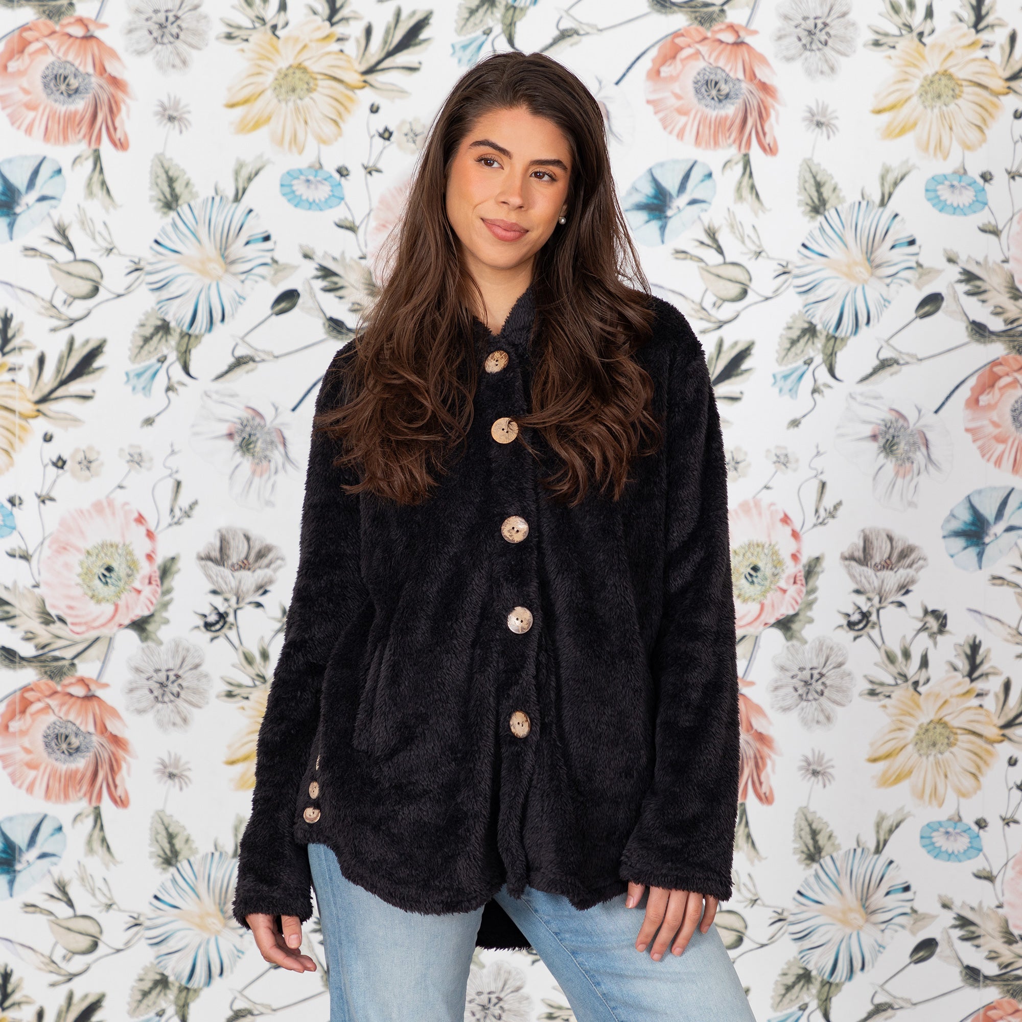 Soft Fluffy Cat Ears Button Up Hoodie、mySite、camillekostekn