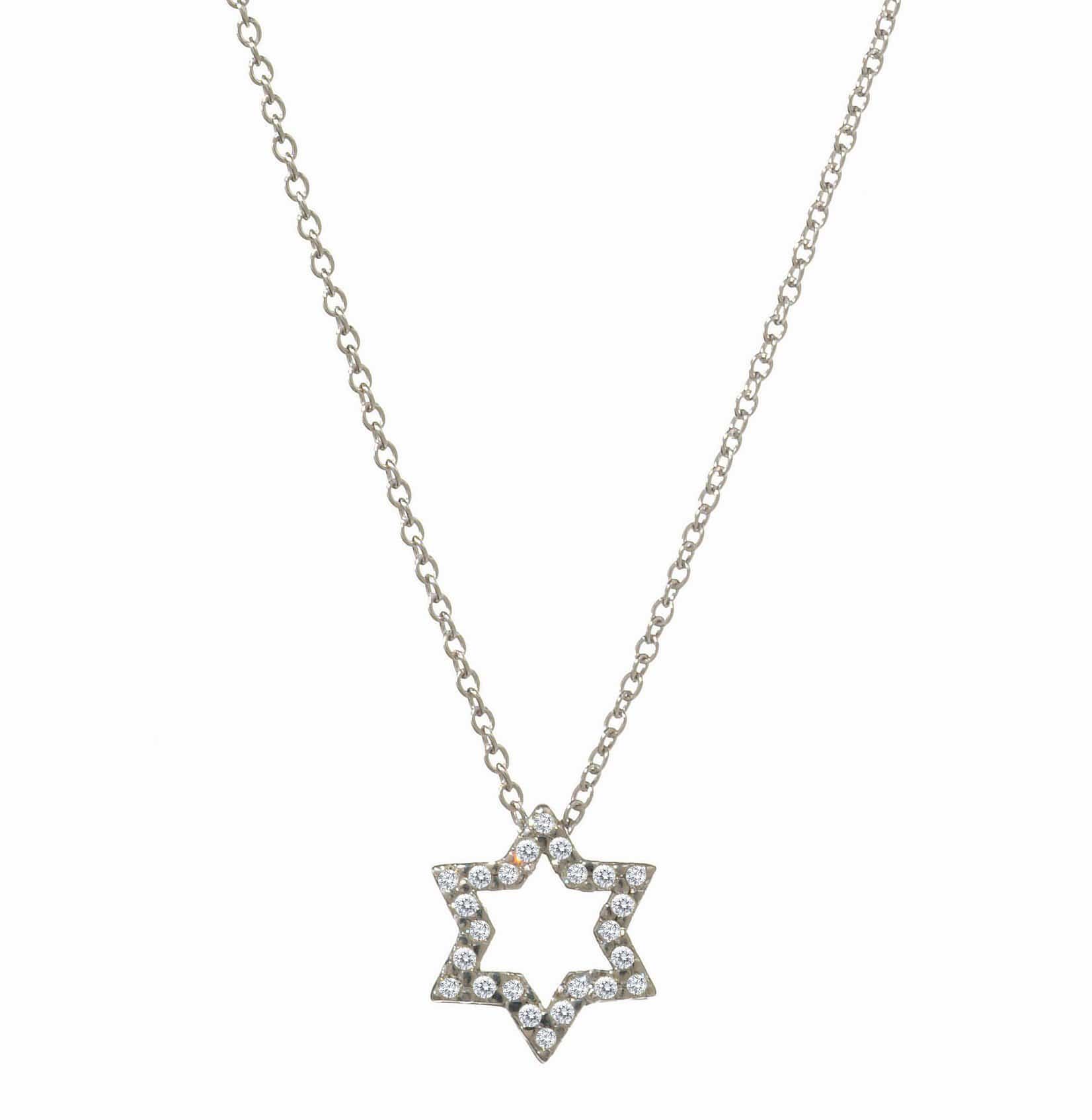 Diamond Pave Star of David Necklace - 14k Yellow or White Gold、mySite、topwebapps