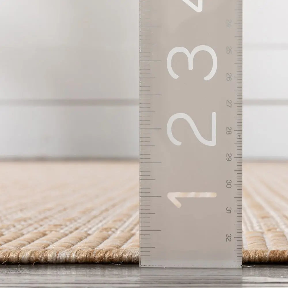 Odin Solid & Striped Border Indoor Outdoor Taupe Flatweave Rug、mySite、gigharbornorthrealestate