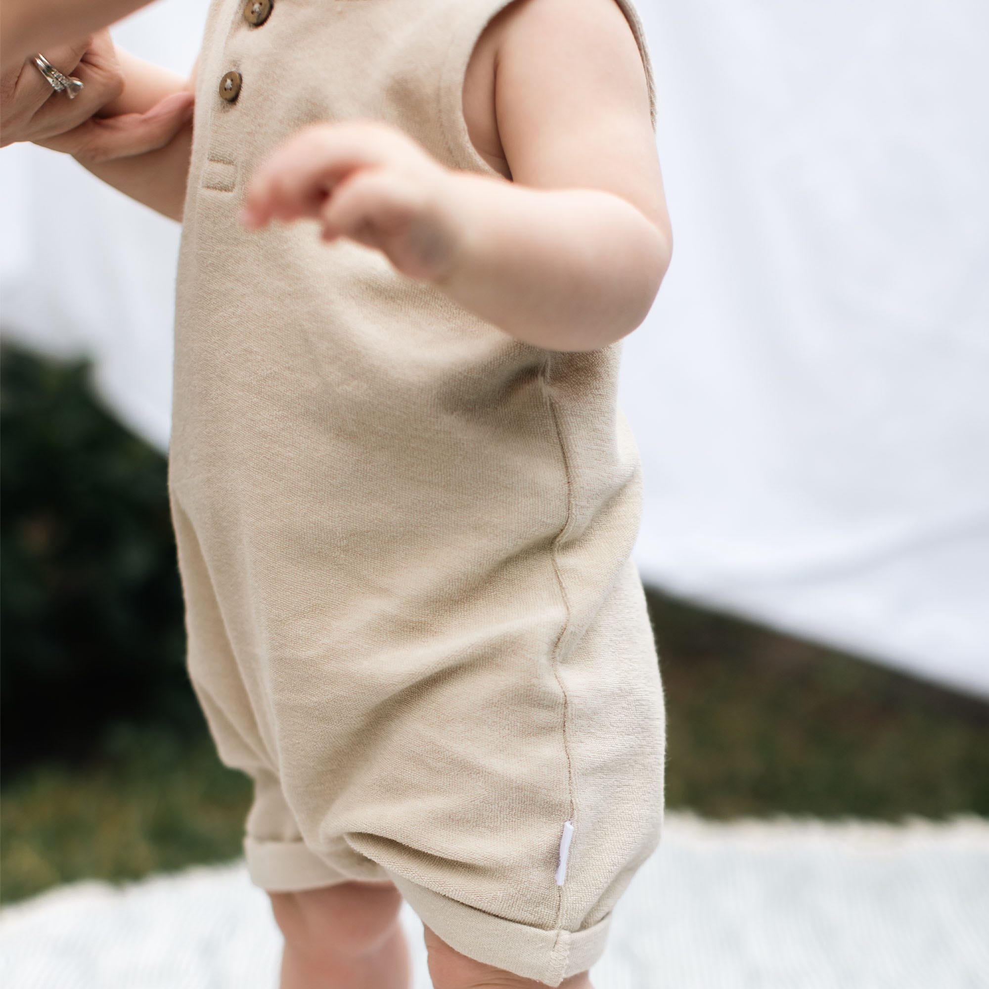 Organic Cotton Terry Romper - Fossil、mySite、g9winljtr