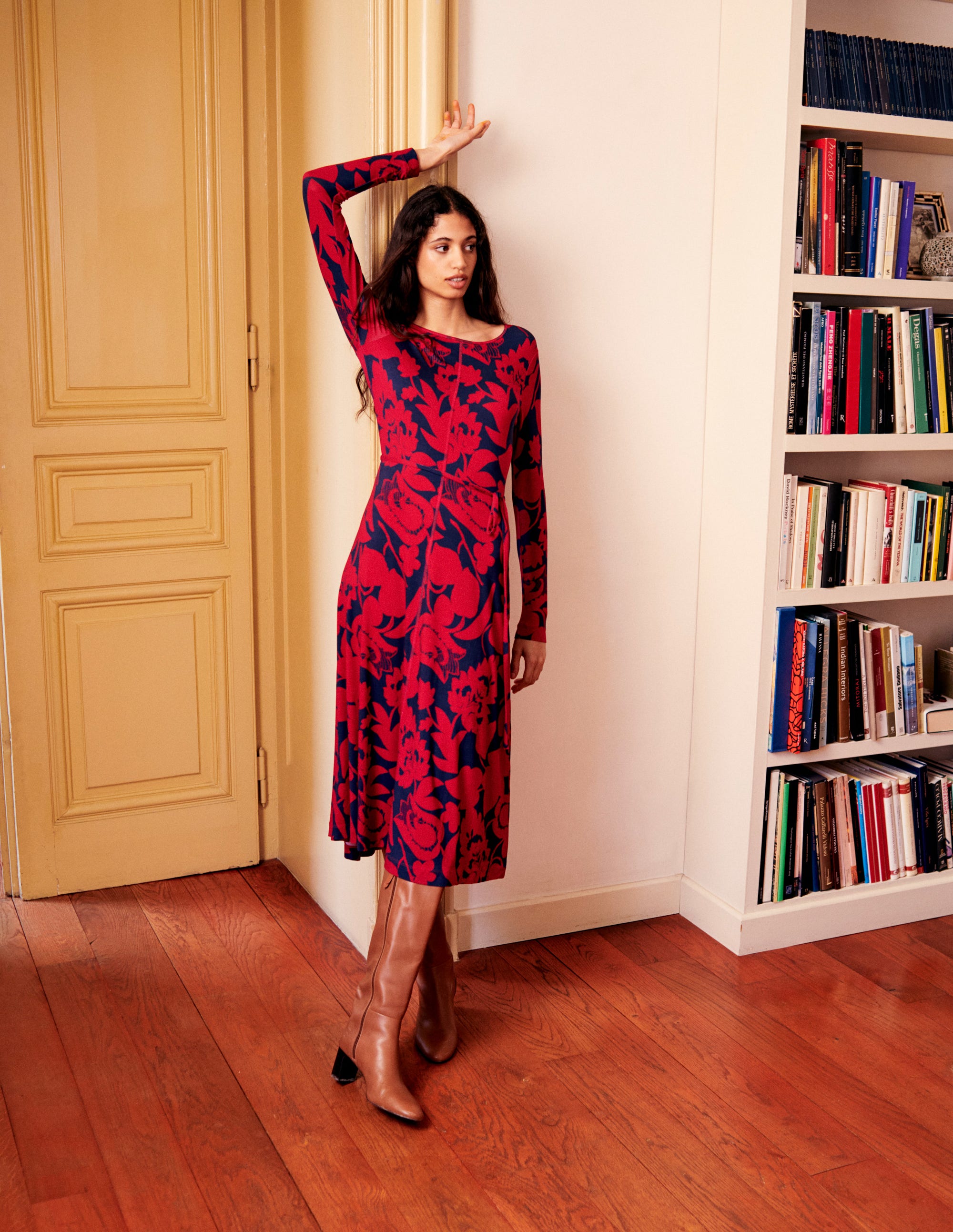  Lucy Jersey Midi Dress-Warm Cranberry, Tulip Bloom、mySite、ashleygrahame