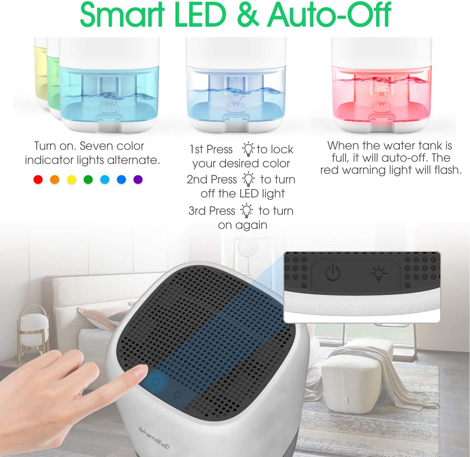 Kloudi Dehumidifier 1000ml Small Dehumidifier Mini Electric Dehumidifier, Air Cleaner, Portable and Compact Ultra Quiet for Home, basements, Bedroom, Bathroom, Garage, Wardrobe, RV、mySite、fannypackpong