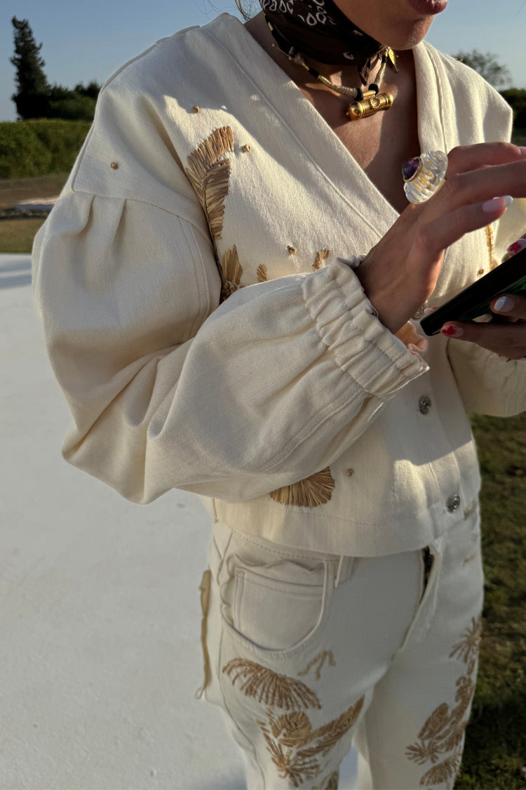 Ecru Cove Raffia Denim Jacket、mySite、solidvoid