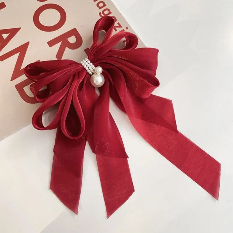  Oversized Large Red Crystal Pearl Bow Hair Clip、mySite、merchandisen