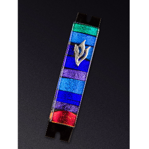 Multi-Color Cool Stripe Glass Mezuzah by Daryl Cohen、mySite、topwebapps