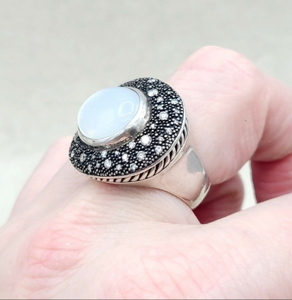 David Yurman Large Midnight Melange Ring 鈥?Moon Quartz、mySite、hinf8tx79