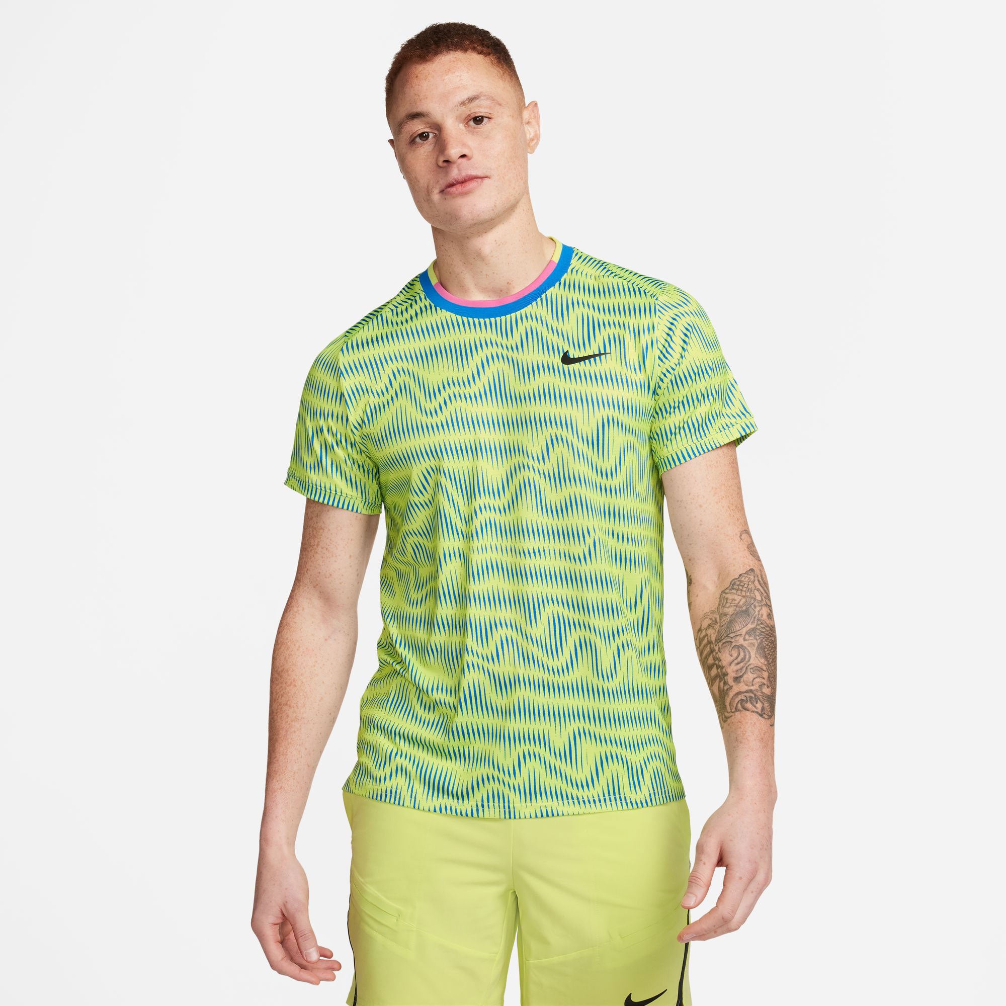 NikeCourt Advantage Men's Dri-FIT Printed Tennis Shirt、mySite、neckold
