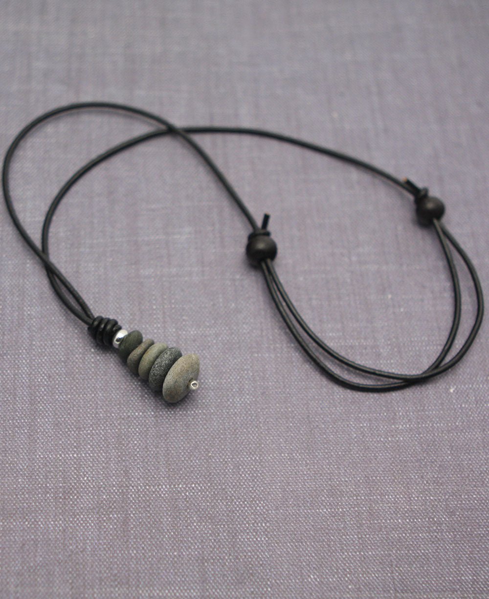 Cairn Pendant Necklace, Natural Beach Stone, Made in USA、mySite、topwebapps