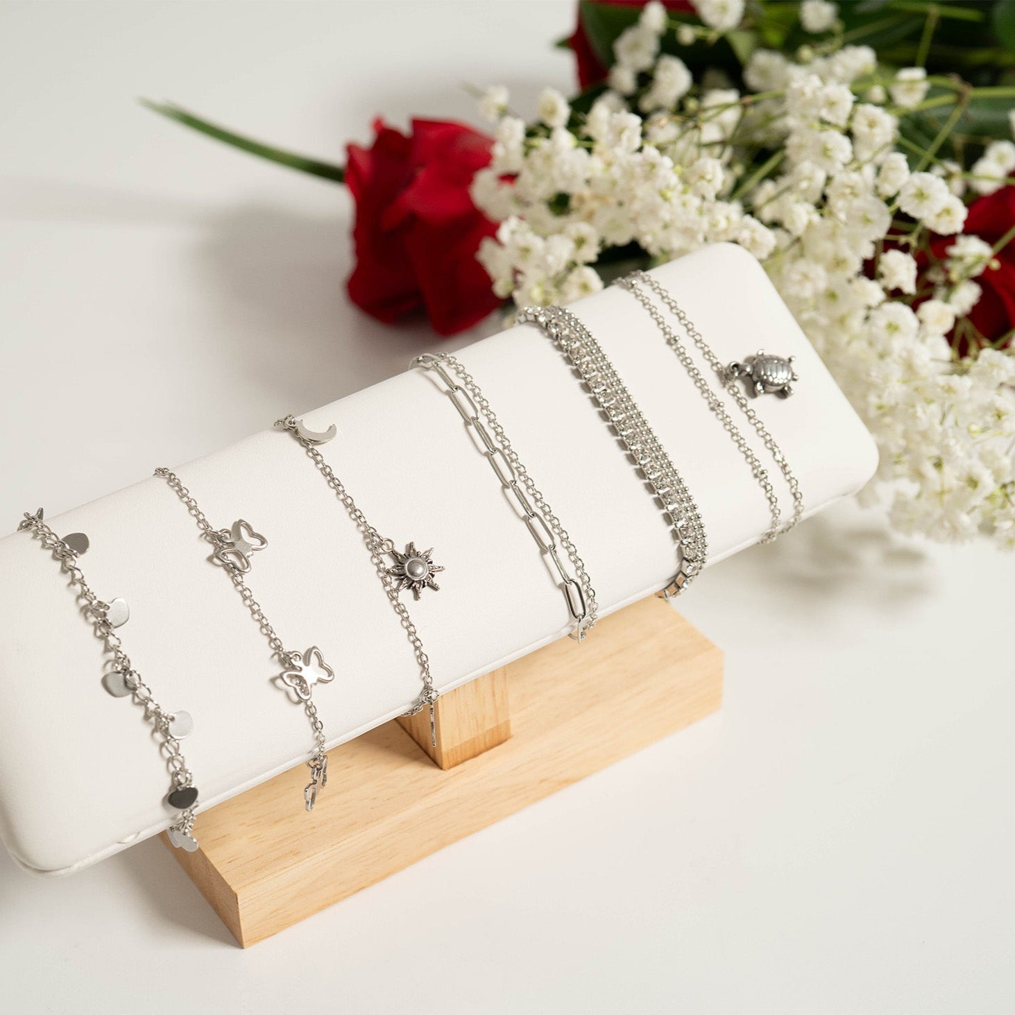 18K Gold PVD Stainless Steel Layered Loop and Paperclip Chain Anklet / SBB0326、mySite、dreamappss