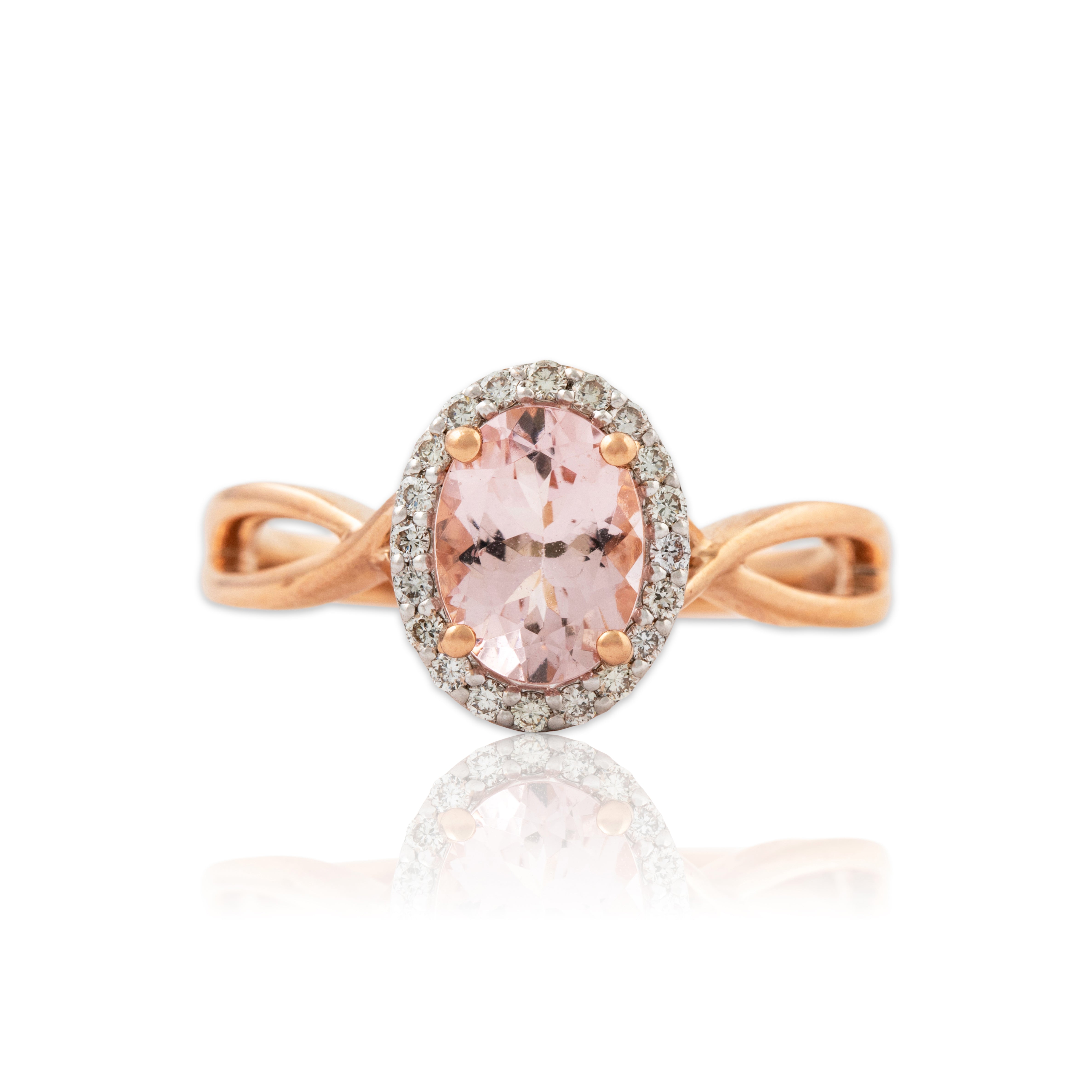 Vintage 14k Rose Gold 1.59ct Morganite Diamond Perfectly Pink Ring 6、mySite、hinf8tx79