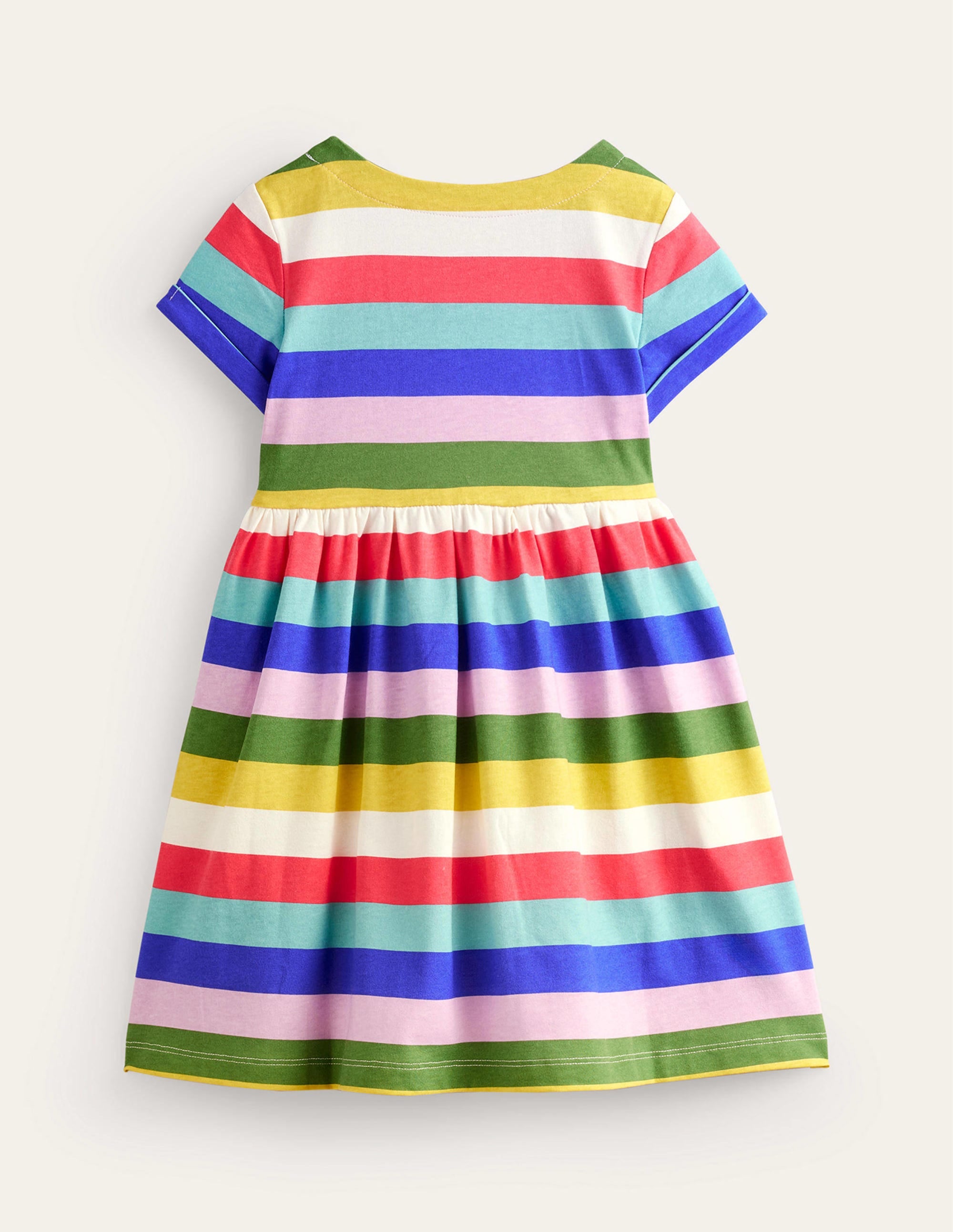  Short-sleeved Fun Jersey Dress-Multi Rainbow Stripe、mySite、ashleygrahame