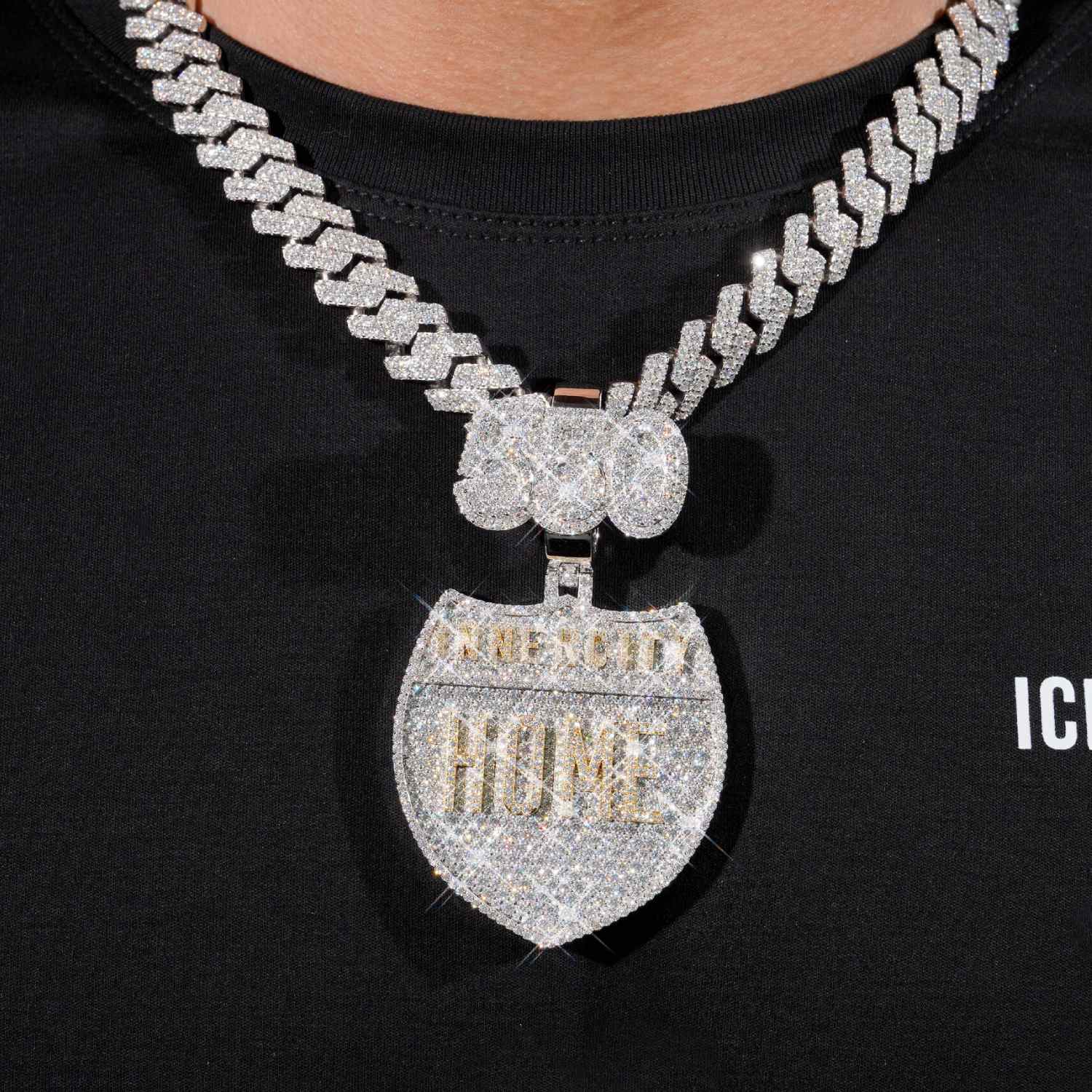 INNERCITY HOME Custom Logo Moissanite Pendant 14K Gold、mySite、hinf8tx79