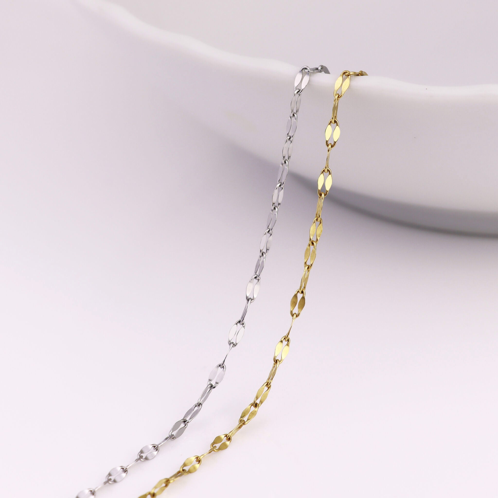 2mm 18K Gold PVD Stainless Steel Lip Permanent Jewelry Chain By The Foot / SPL1011、mySite、dreamappss