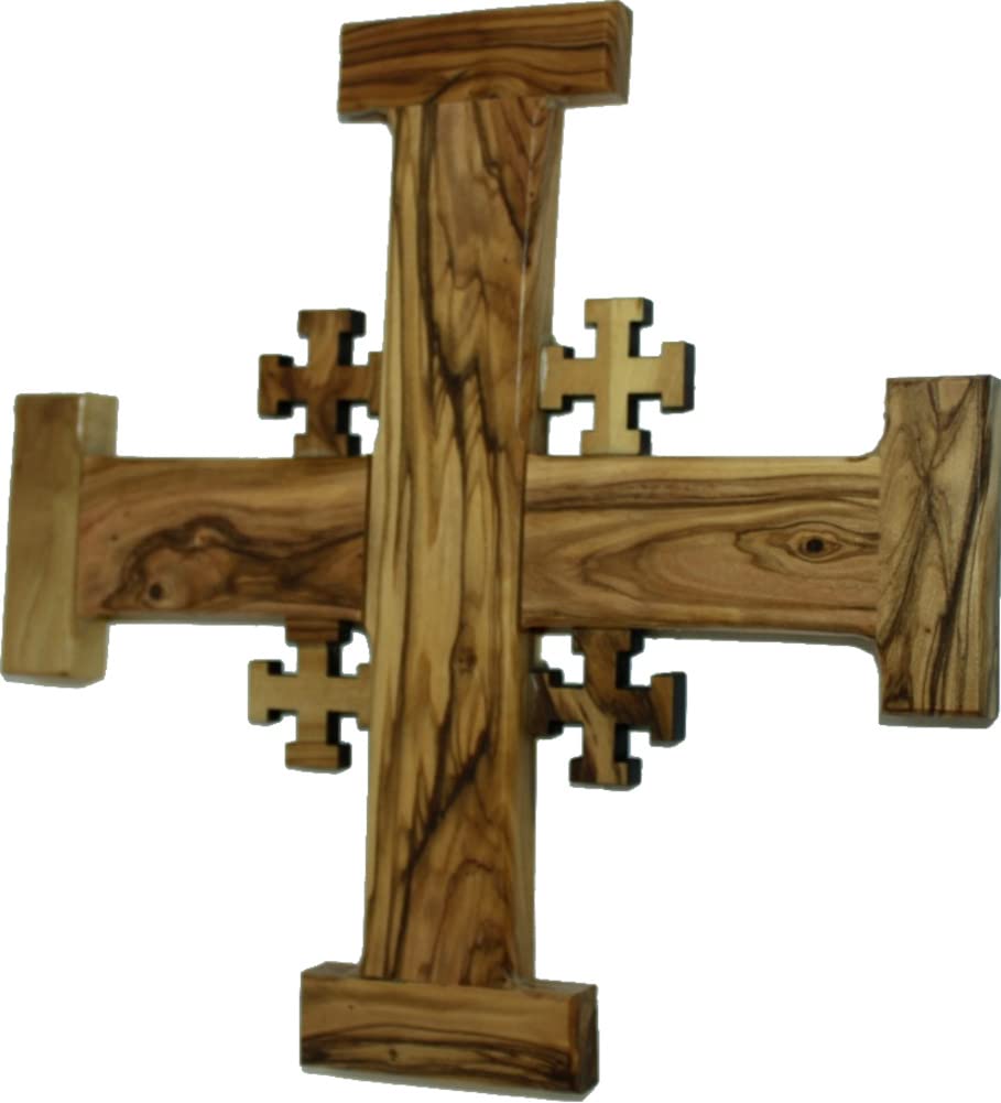 Holy Land Market Crusader Catholic Olive Wood Bethlehem Holy Jerusalem Cross ( 9 Inches Large )、mySite、topwebapps