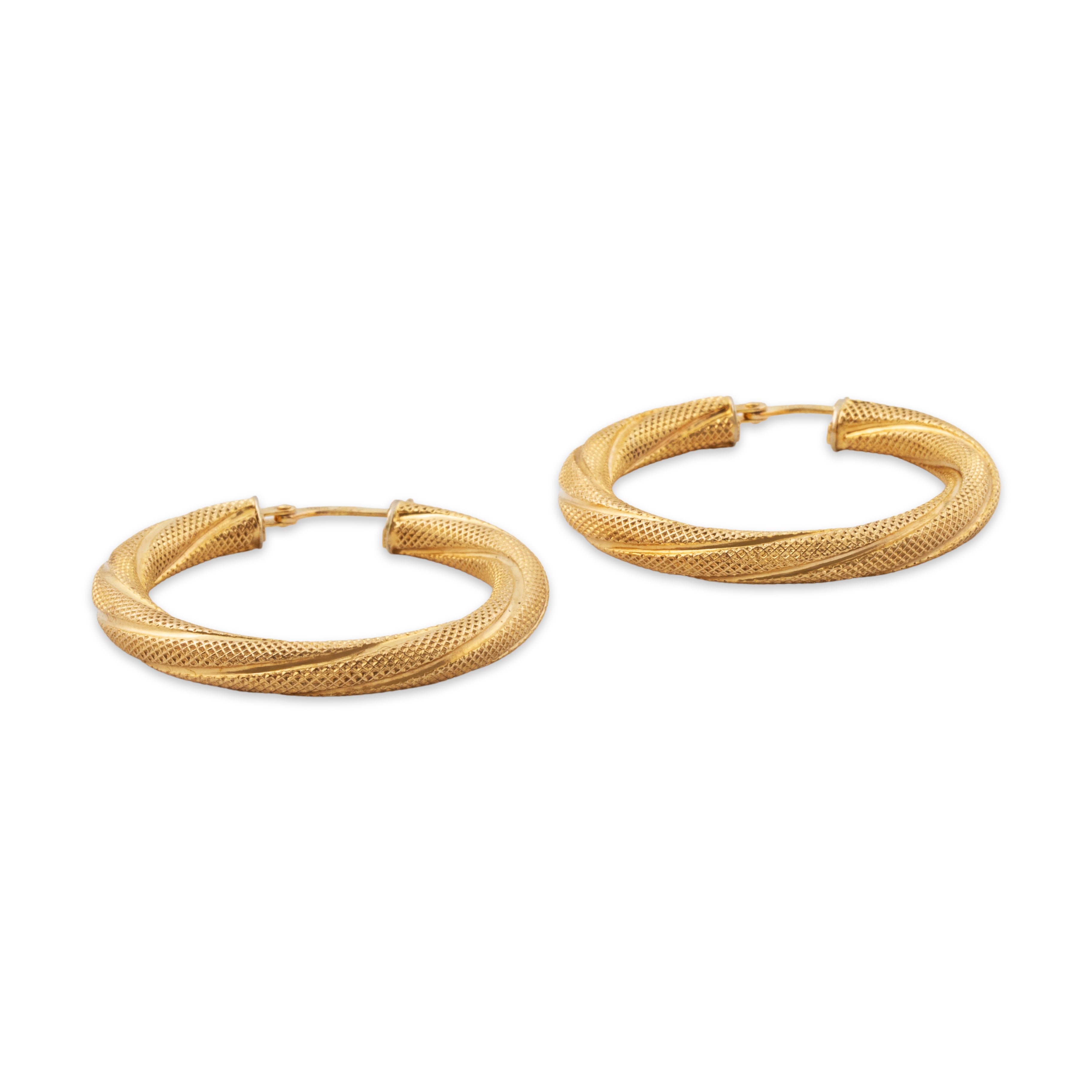 Vintage Italian 14k Yellow Gold Interlaced Loops Hoop Earrings、mySite、hinf8tx79