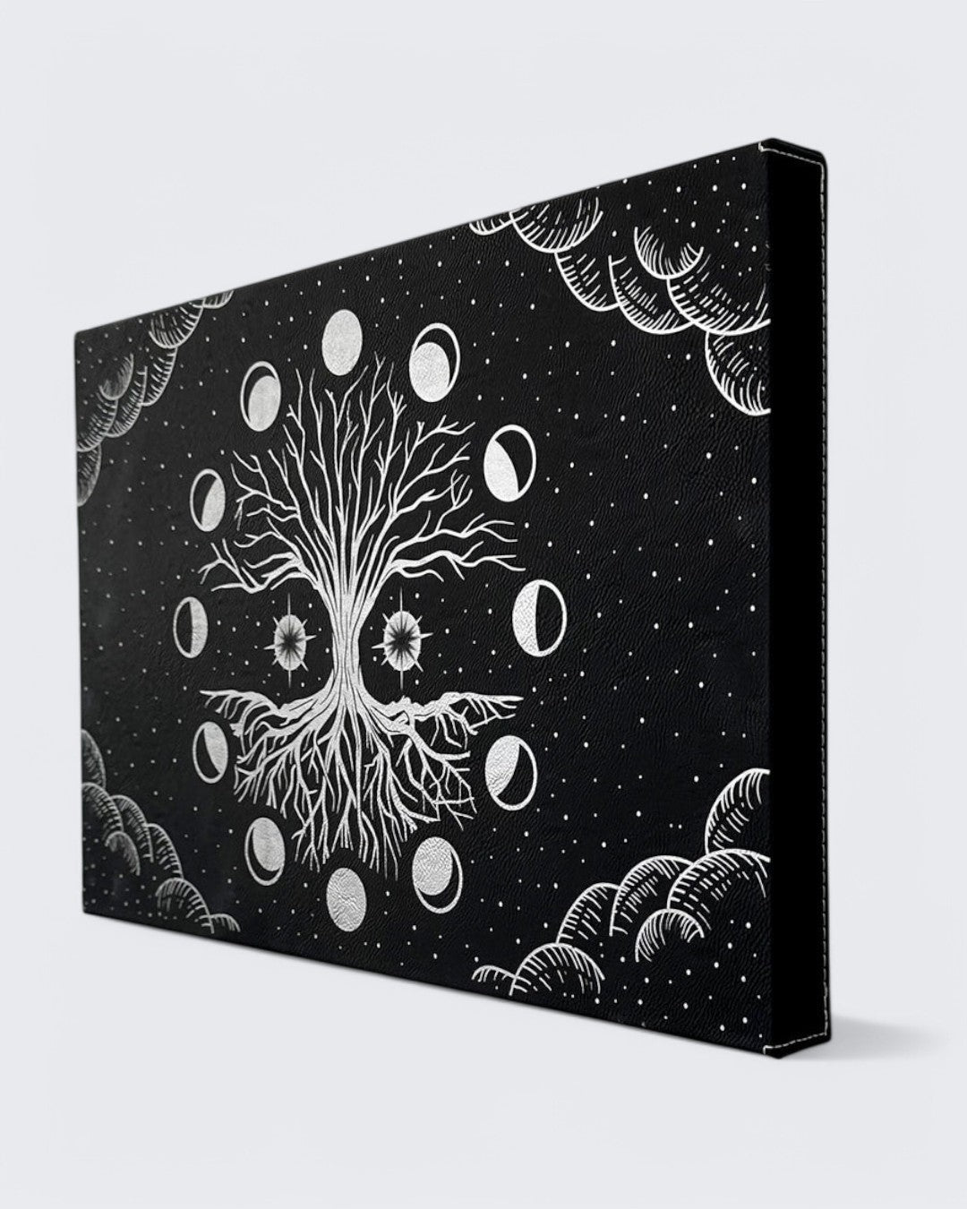 Black Leatherette Tree of Life & Moon Phases Wall Hanging – A Symbol of Our Journey and Interconnectedness、mySite、topwebapps