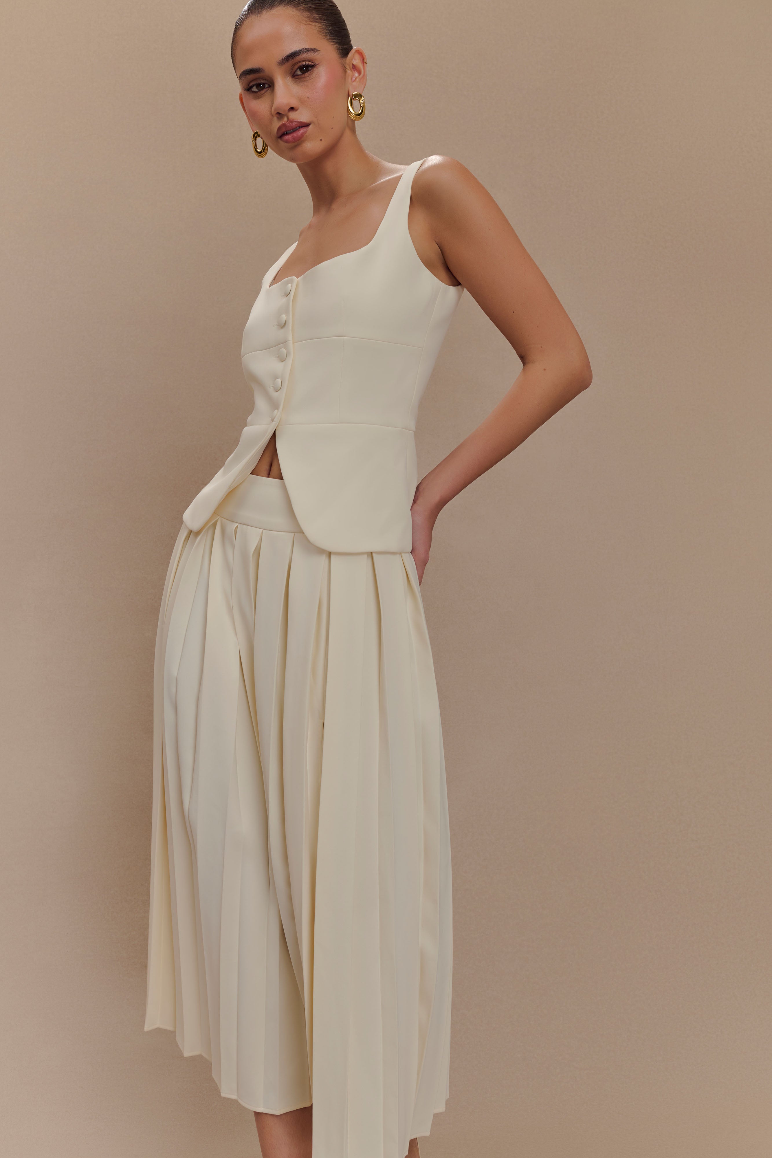 Sunny Suiting Peplum Top - Ivory、mySite、solidvoid