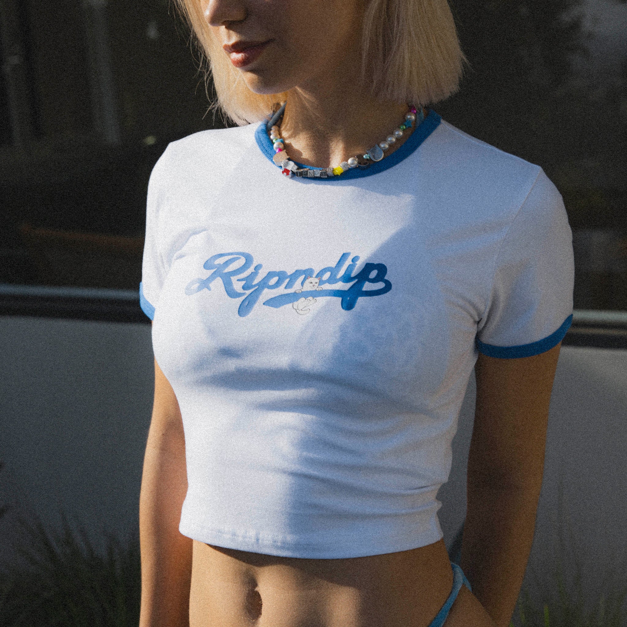  Los Ripndip Cropped Ringer Tee (White)、mySite、merchandisen