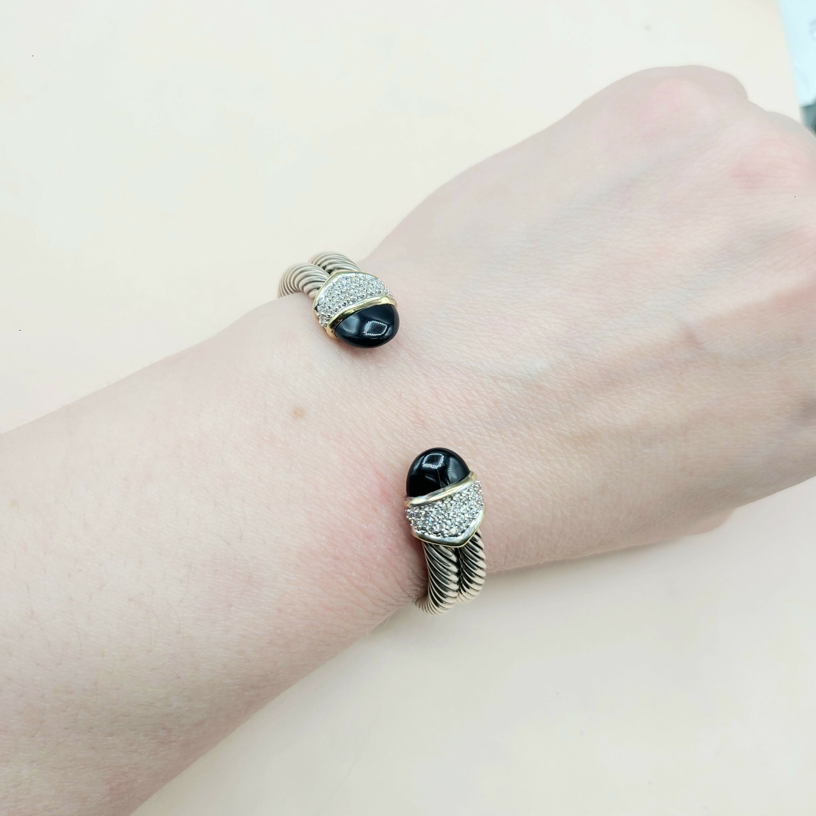 David Yurman Capri Double Cable Bracelet Gold & Diamonds、mySite、hinf8tx79