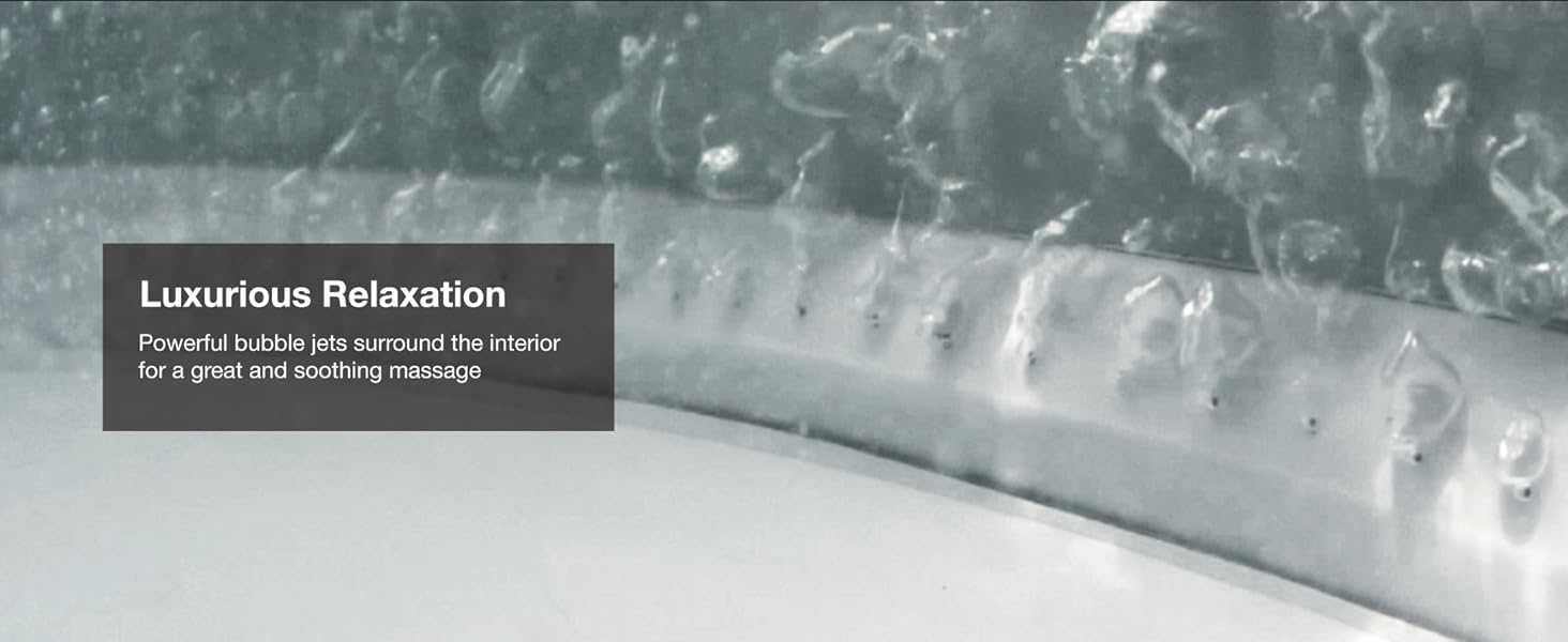 Close-up of spa interior showing jets releasing bubbles for a soothing water massage.