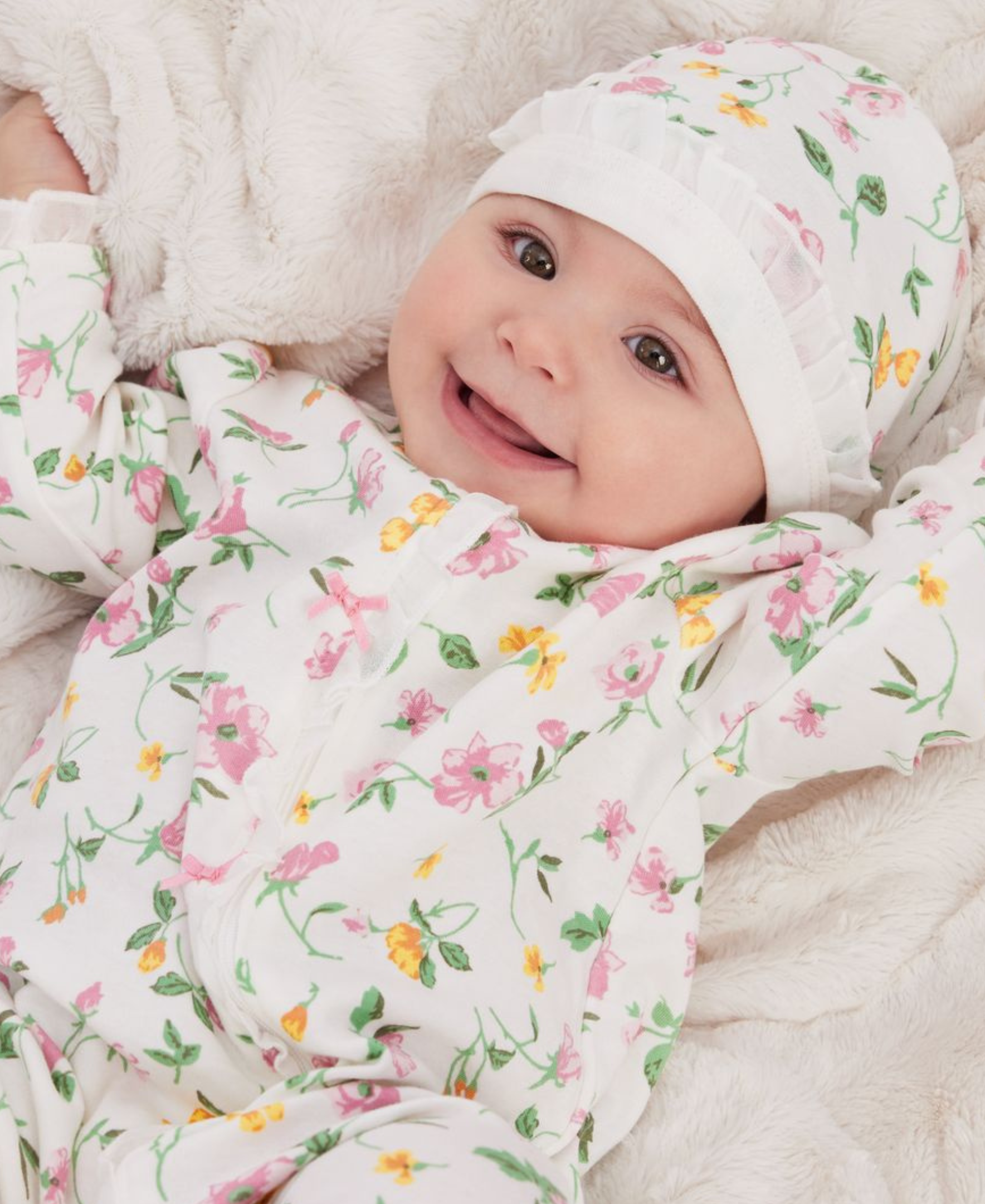  Floral Leaf 2-Way-Zip Footed One-Piece And Hat、mySite、layawaytickets