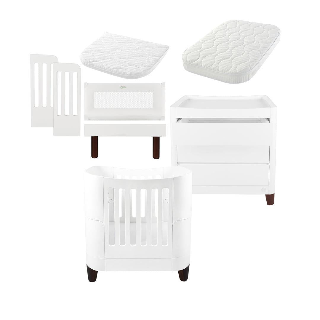  Gaia Baby Serena Mini Cot + Bedside Crib Set (Incl Bedside mattress) Mini Cot and Dresser - White / Walnut、mySite、merchandisen
