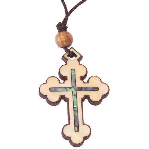 Byzantine- Orthodox Olive wood Cross with Mother of Pearls (60cm / 23.5 inches, Cross is 5cm or 2 inches)、mySite、topwebapps