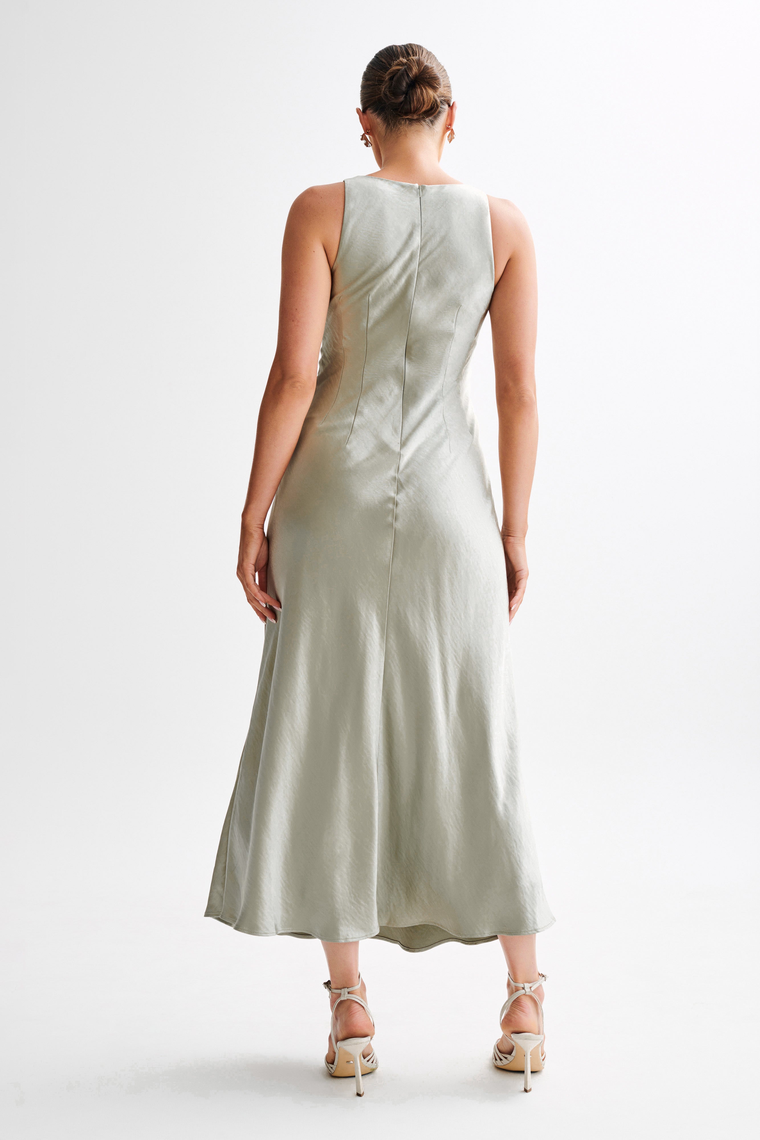 Meghan Satin Maxi Dress - Sage、mySite、solidvoid