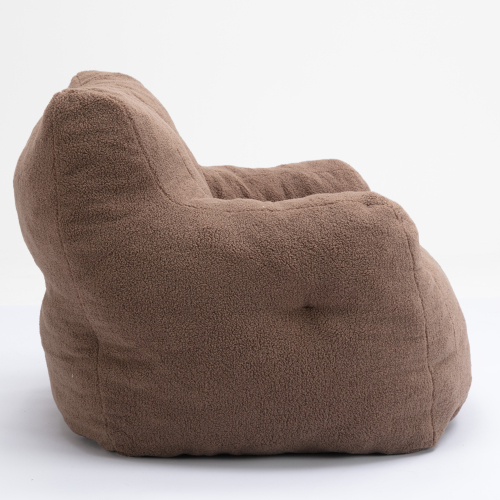 010-Soft Teddy Fabric Tufted Foam Bean Bag Chair With Teddy Fabric Dark Gray、、casual