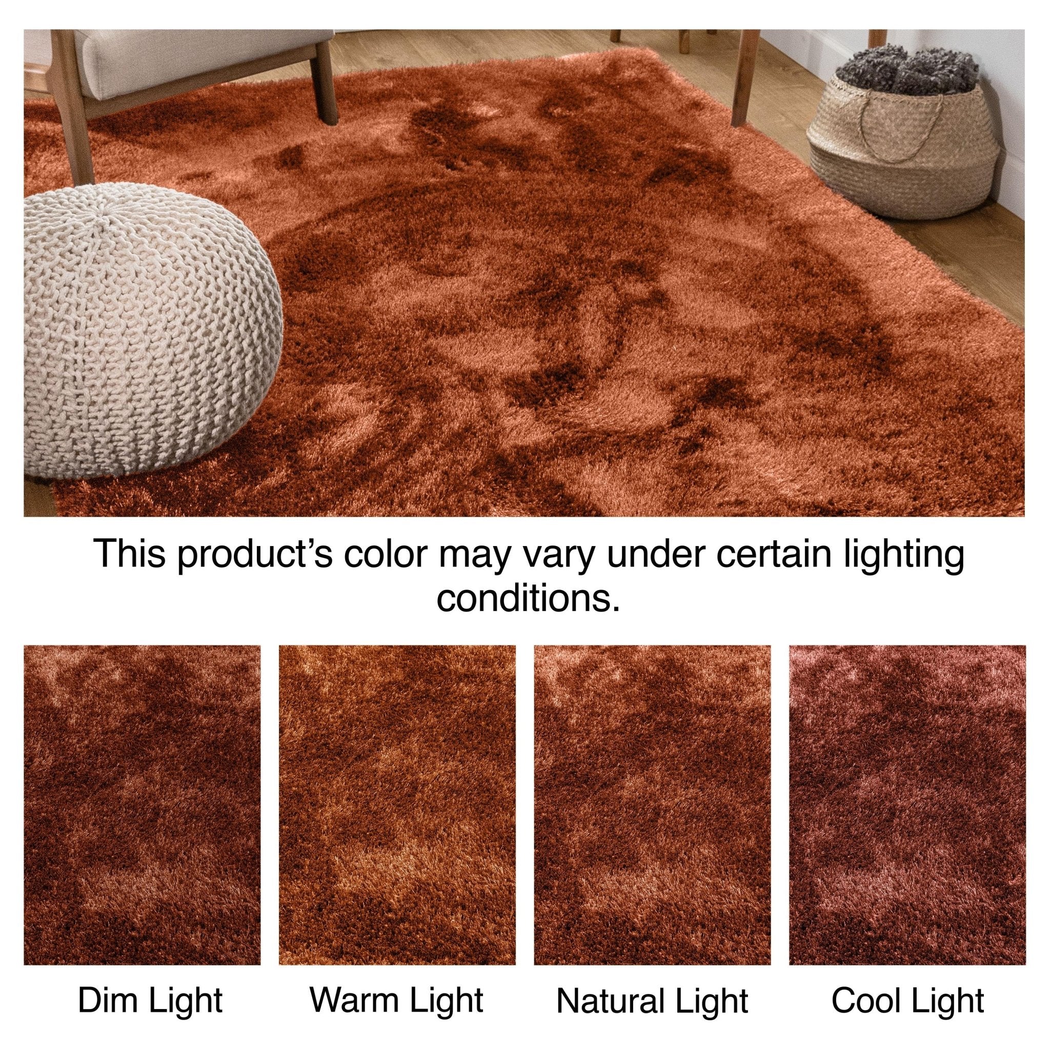 Feather Collection Liza Terracotta Shag Rug – Sparkly, Plush, Minimalist Glam、mySite、gigharbornorthrealestate