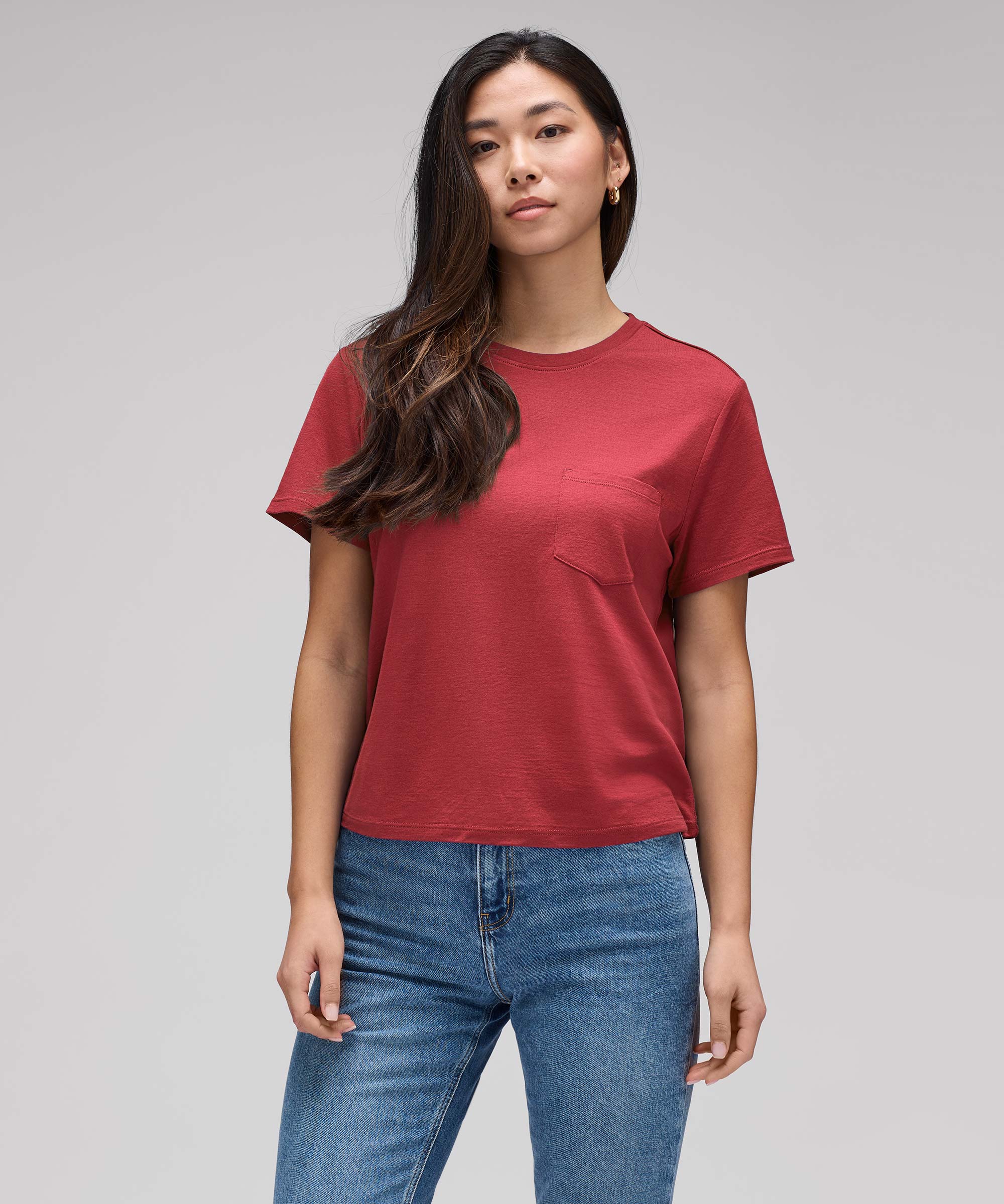 Women's Merino Boxy Pocket Tee、mySite、noshort