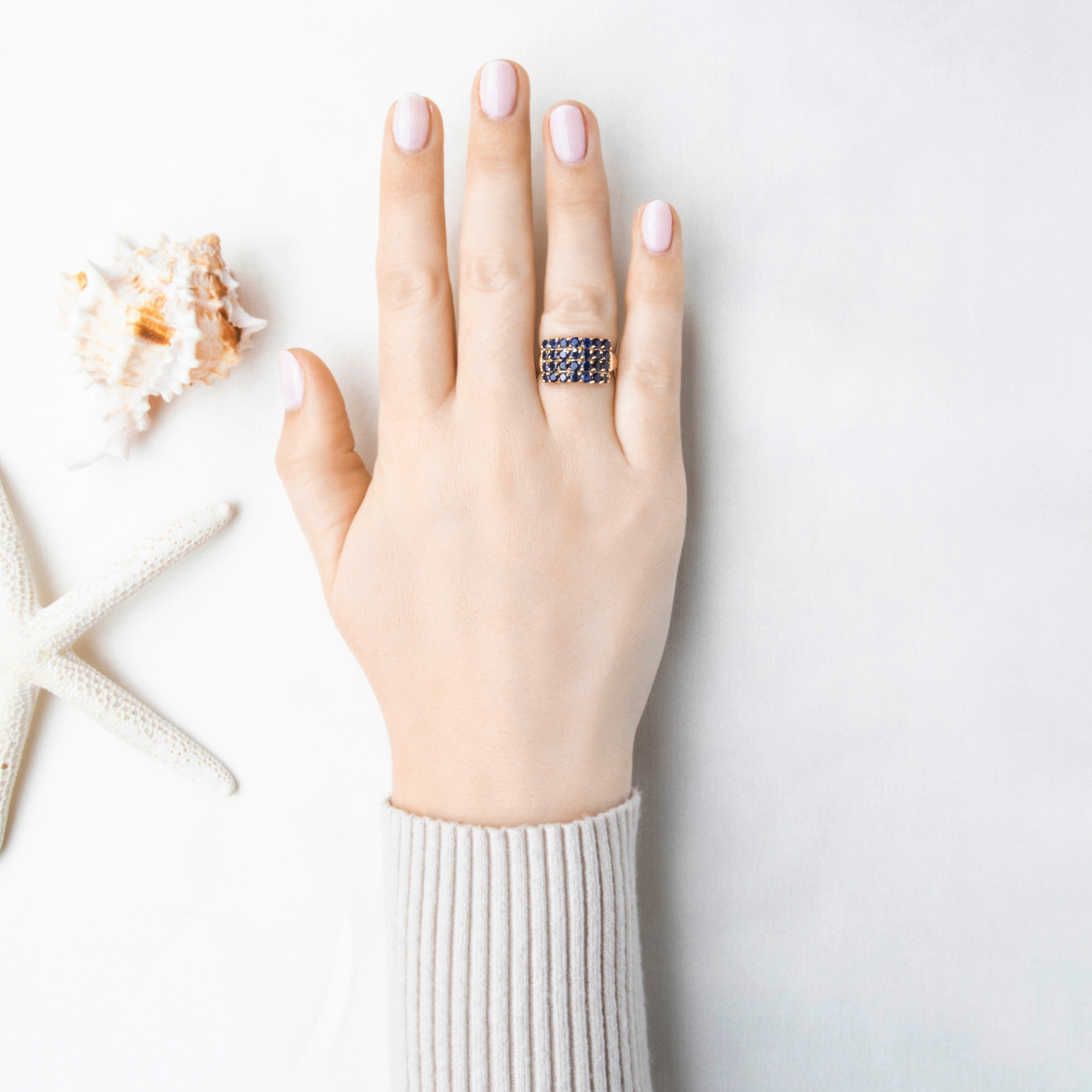 Vintage 14k Yellow Gold 2.5cttw Blue Sapphire Rectangle Line Ring 7.00、mySite、hinf8tx79