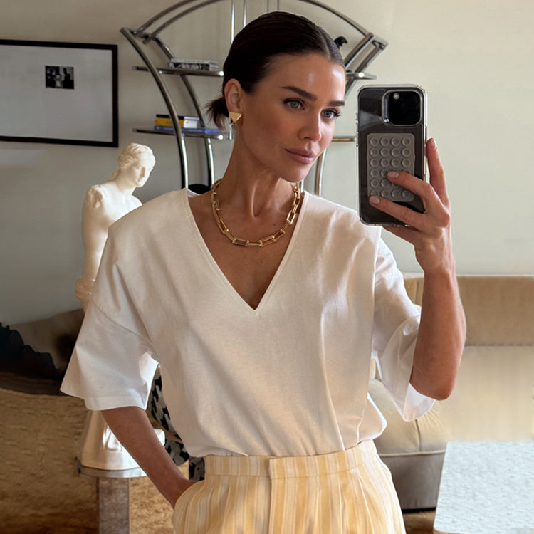 White T Shirt with Shoulder Pads、mySite、solidvoid