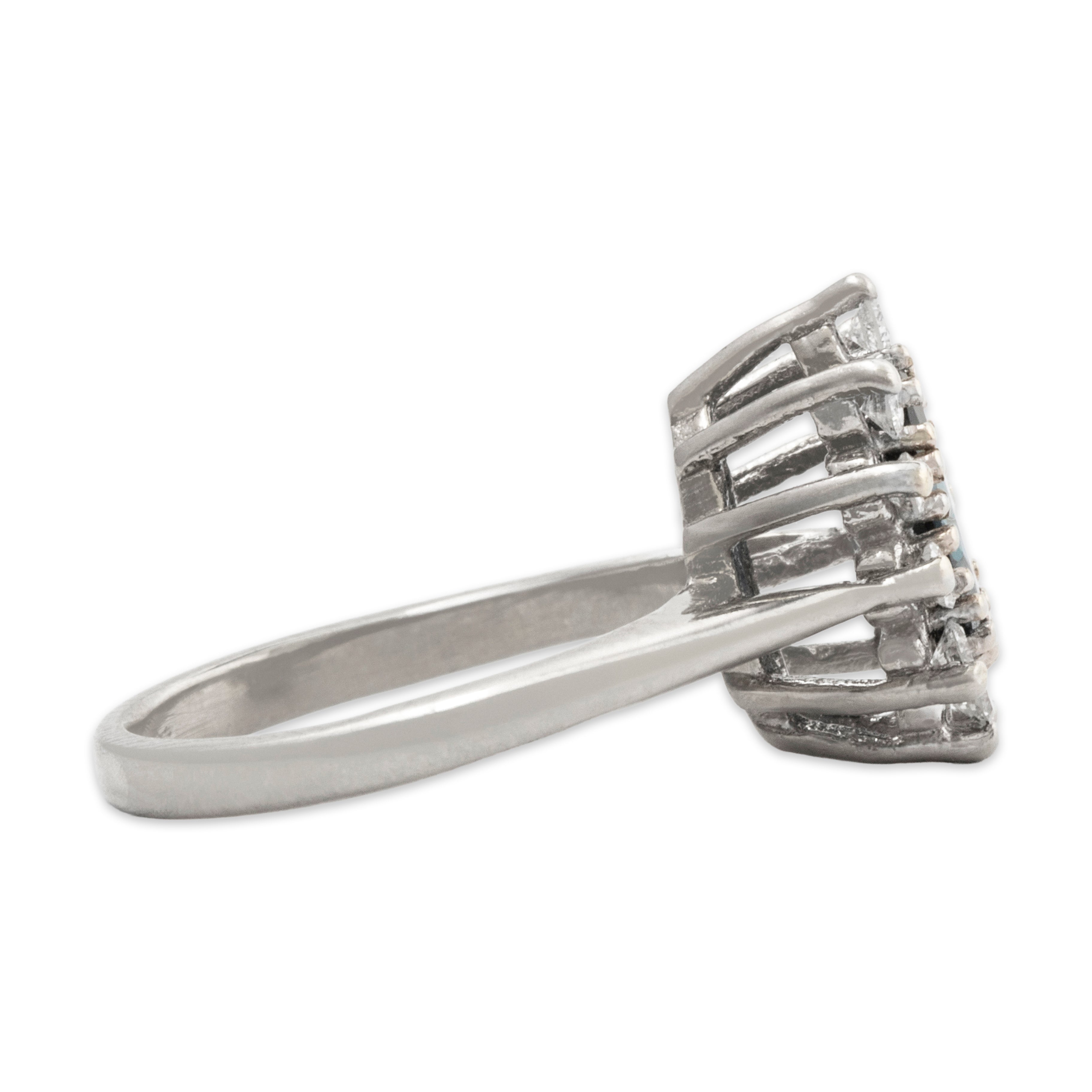 Vintage 14k White Gold Blue Sapphire Diamond Pear Halo Ring 3.50、mySite、hinf8tx79