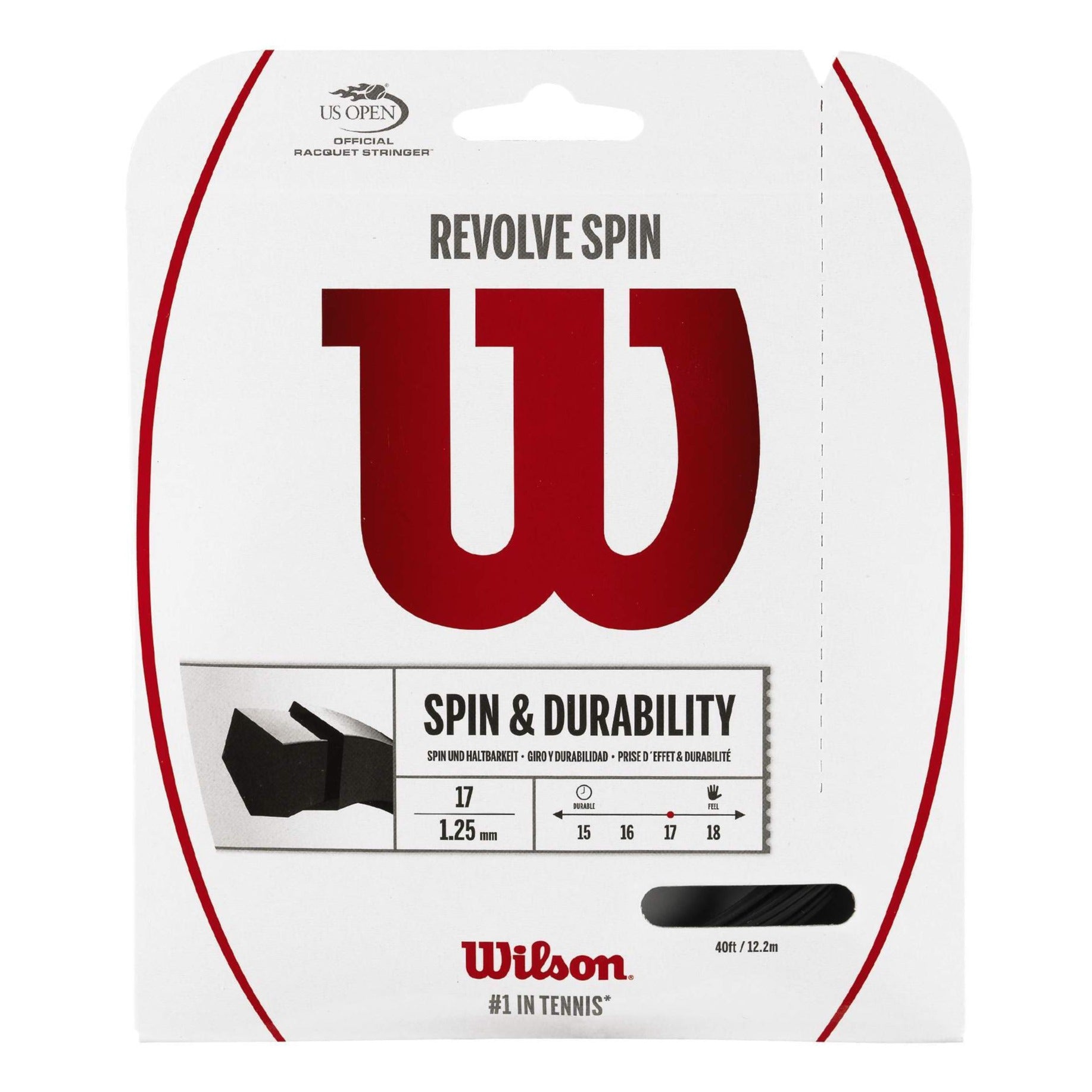 Wilson Revolve Spin 17/1.25 Tennis String (Black)