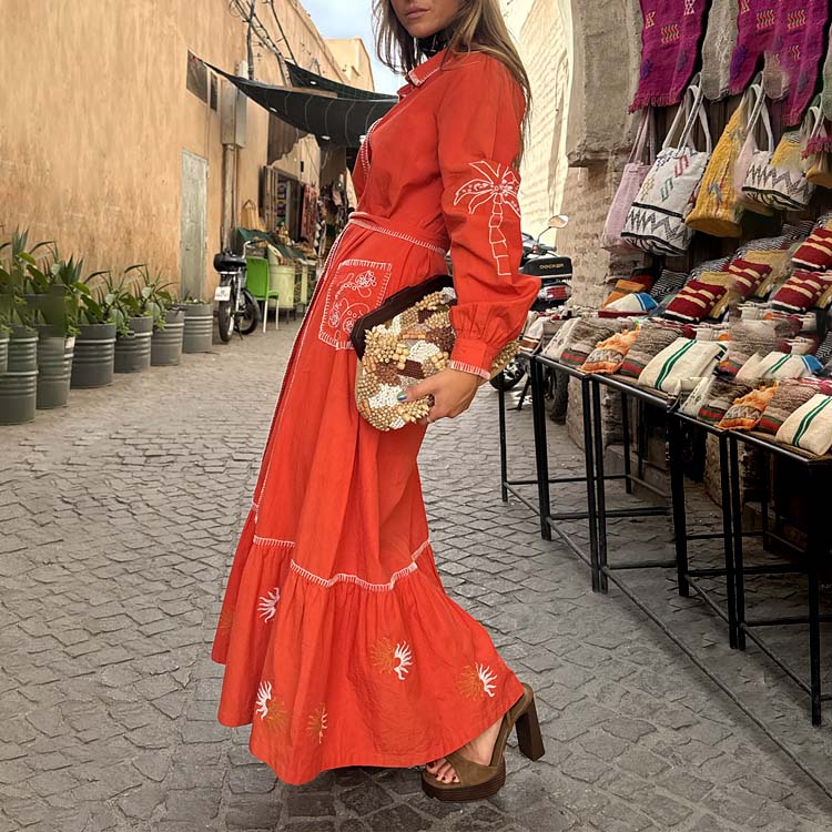 Red and Cream Pollenca Shirt Dress、mySite、solidvoid