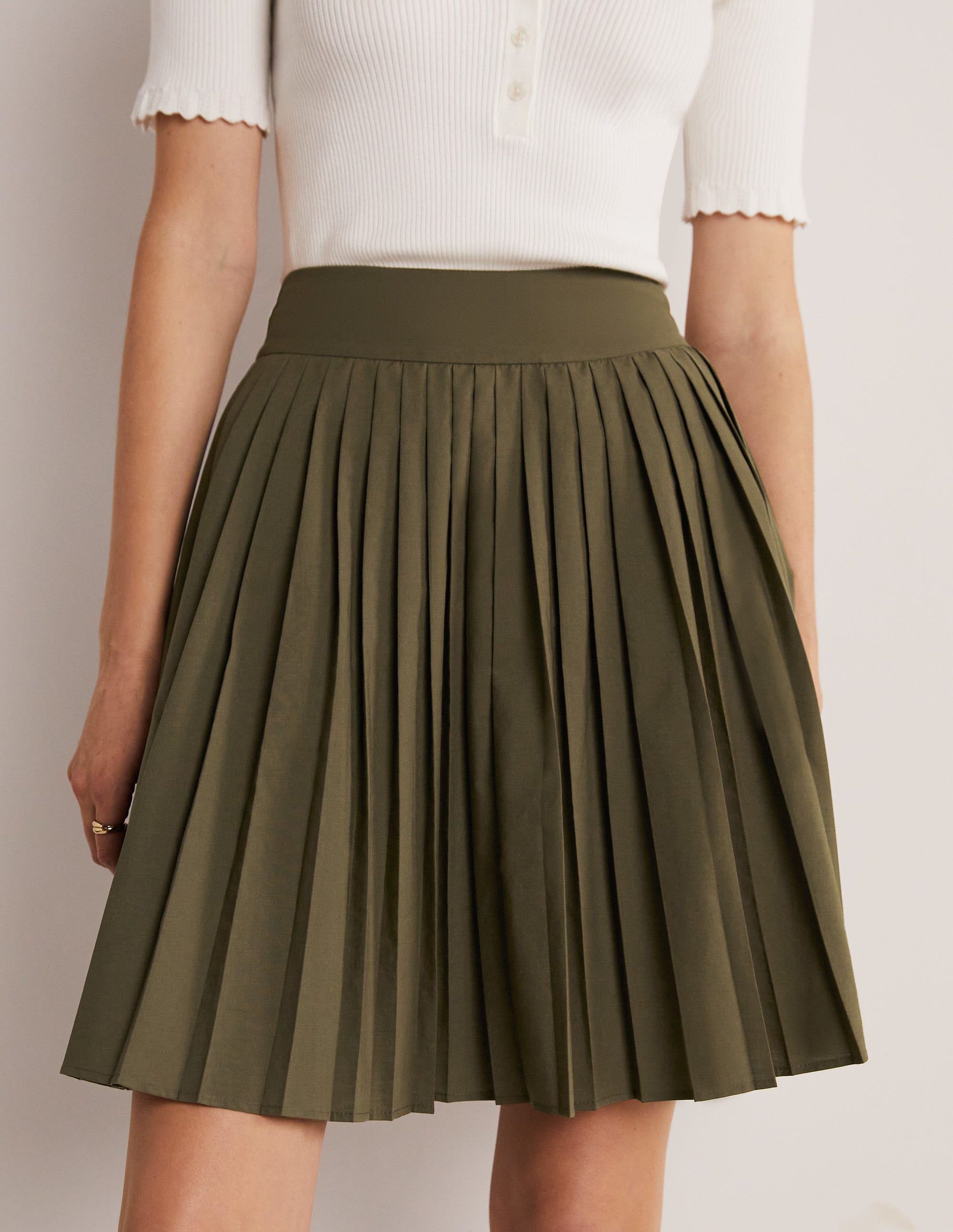  Pleated Cotton Mini Skirt-Oregano Green、mySite、ashleygrahame