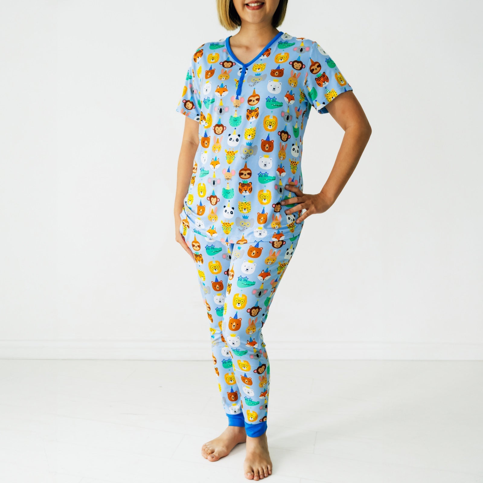 Blue Party Pals Women's Pajama Pants、mySite、g9winljtr