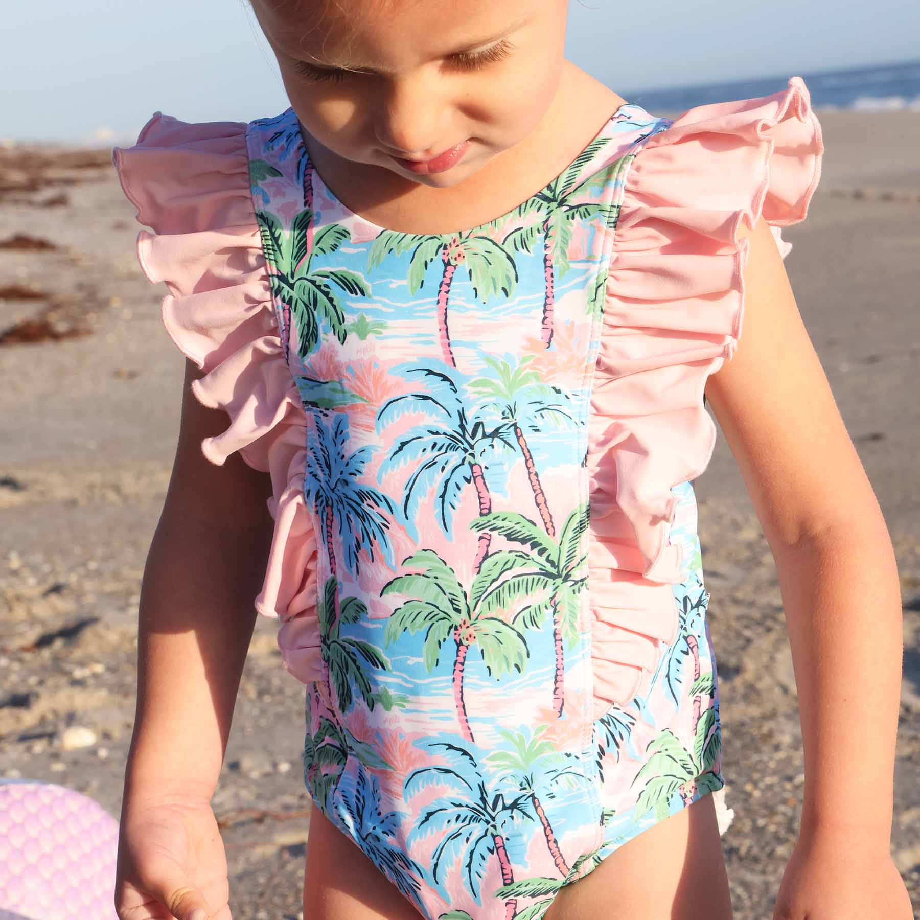  Double Ruffle One Piece | Pastel Palms、mySite、layawaytickets