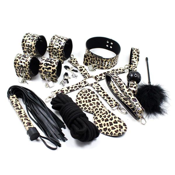 10 Piece Leopard Print | Vegan Leather SM Bondage set、mySite、bottomscart