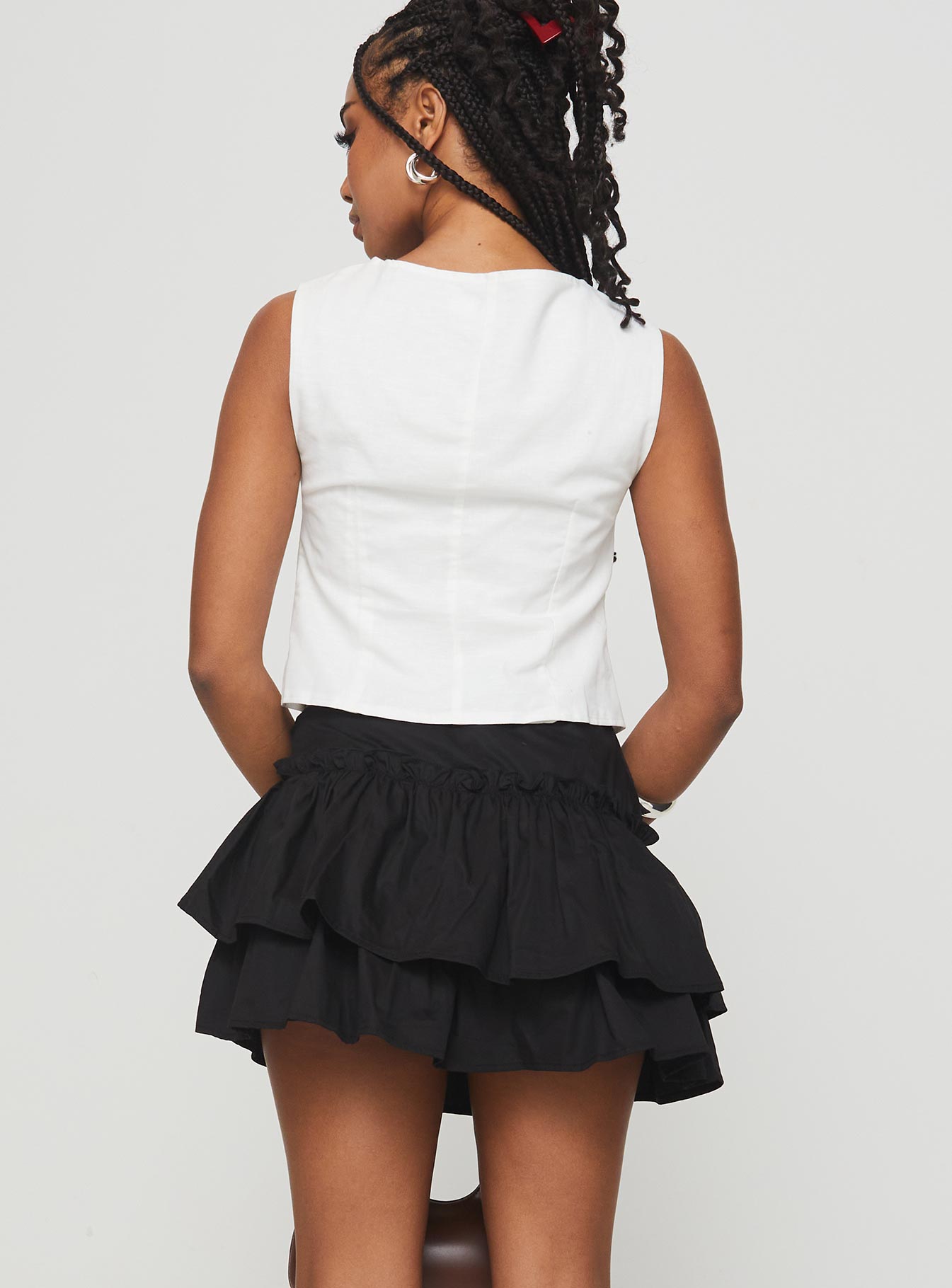 Selenis Asymmetrical Mini Skort Black、mySite、solidvoid