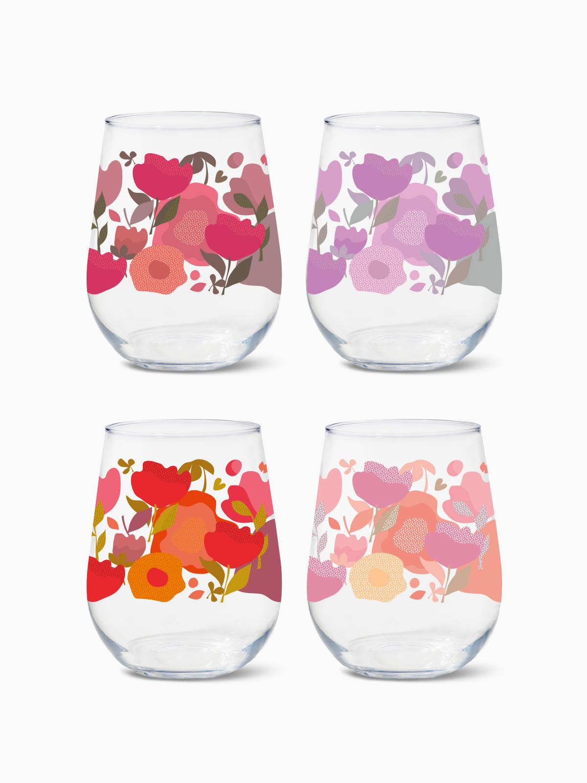 Crimson Blooms - RESERVE 16oz Stemless Wine Tritan Copolyester Glass、mySite、camillekostekn