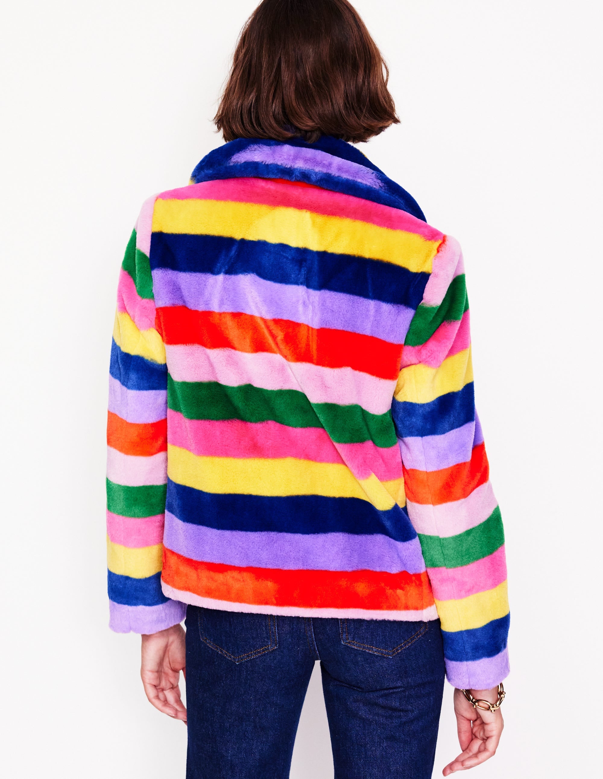  Stripe Faux-Fur Coat-Rainbow Stripe、mySite、ashleygrahame