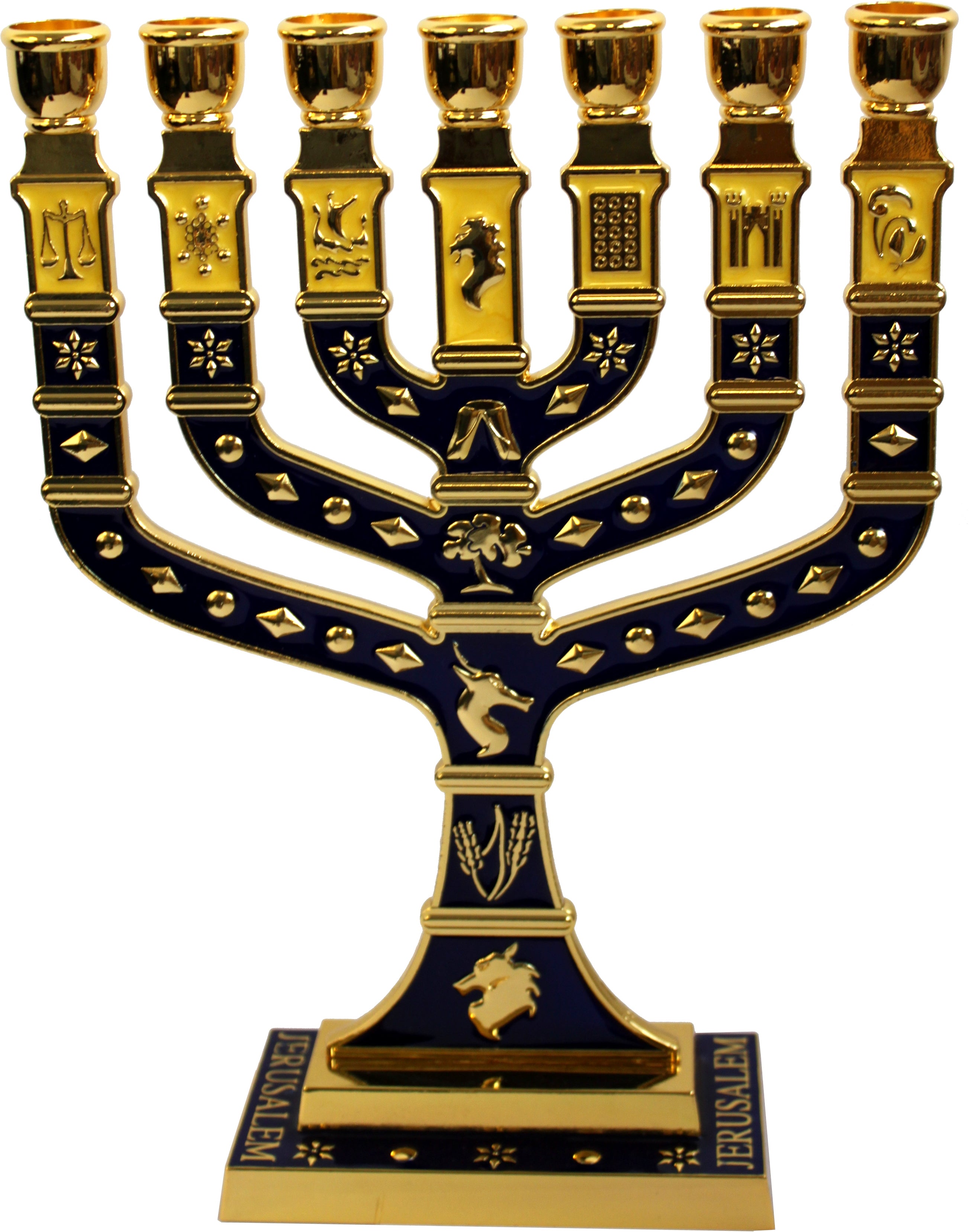  Holy Land Market Jewish Candle Sticks Menorah - 7 Branches - 12 Tribes of Israel Menorah、mySite、elrpsem3k