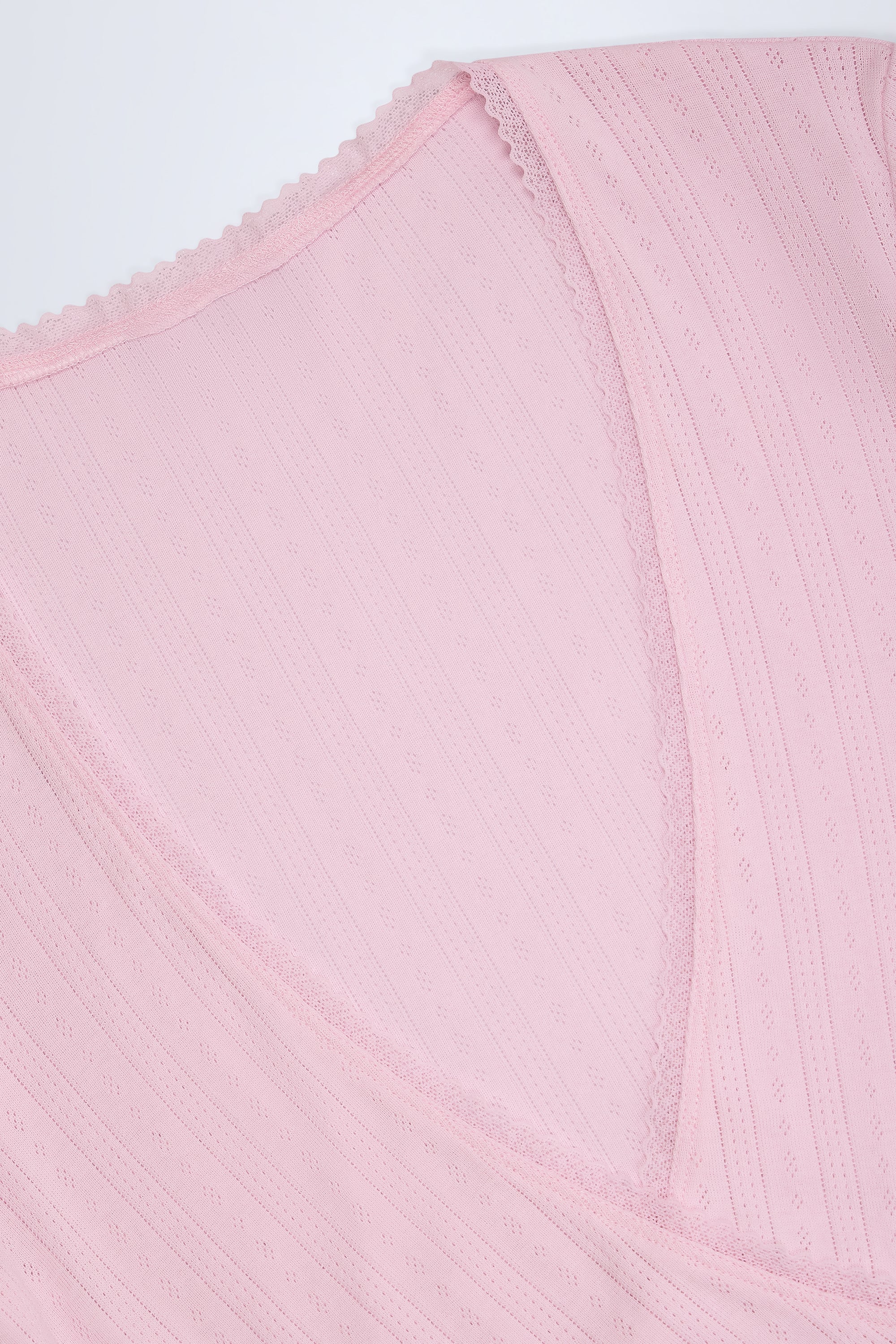  Pointelle Wrap Crop Top in Baby Pink、mySite、sugarbowlscore