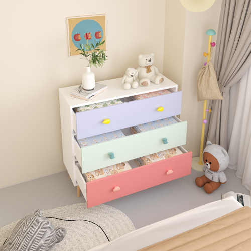 Kids 3 Drawer Dresser, Baby Nightstand for Bedroom, Storage Cabinet for Toddler Child for Living Room, Toddler Room, Nursery, Closet, Apartment (White)、、casual