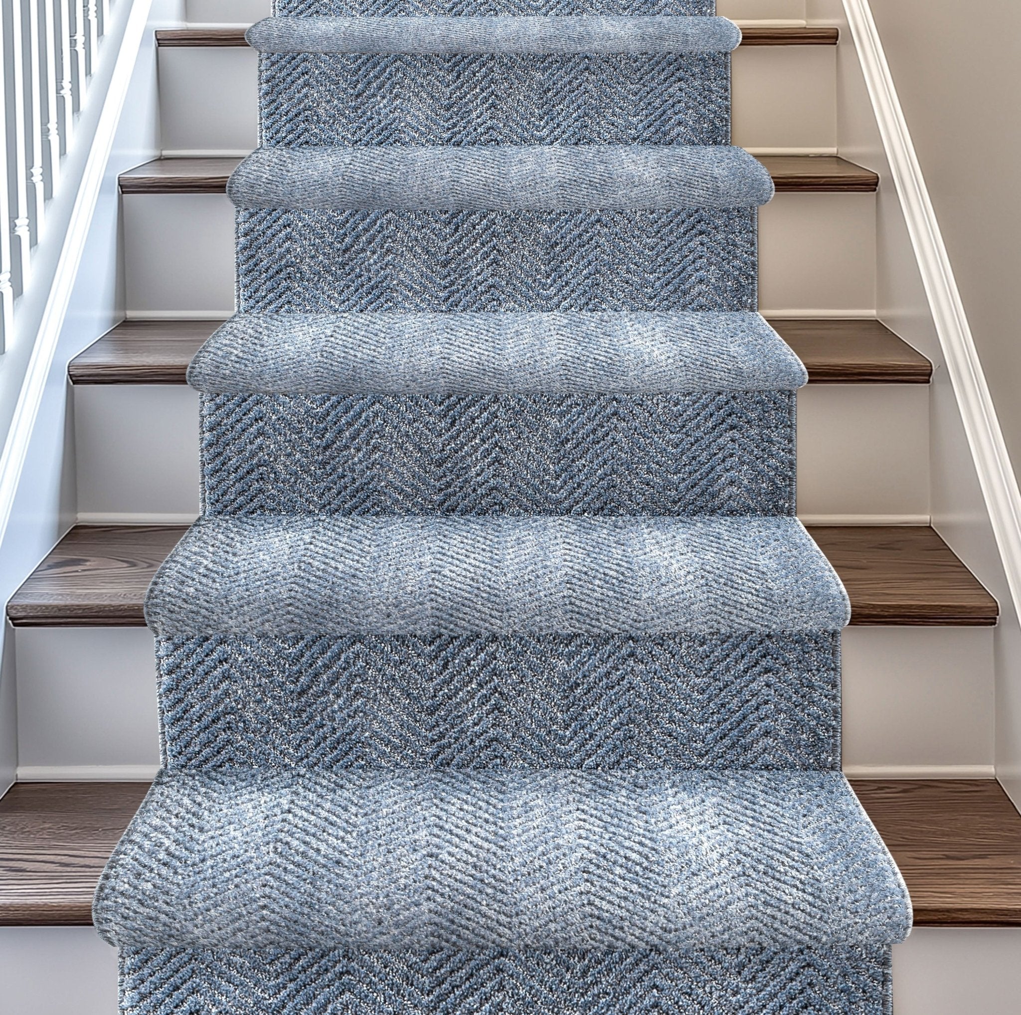 Custom Size Runner Pompeii Modern Light Blue Choose Your Width x Choose Your Length Hallway & Stair Runner Rug、mySite、gigharbornorthrealestate